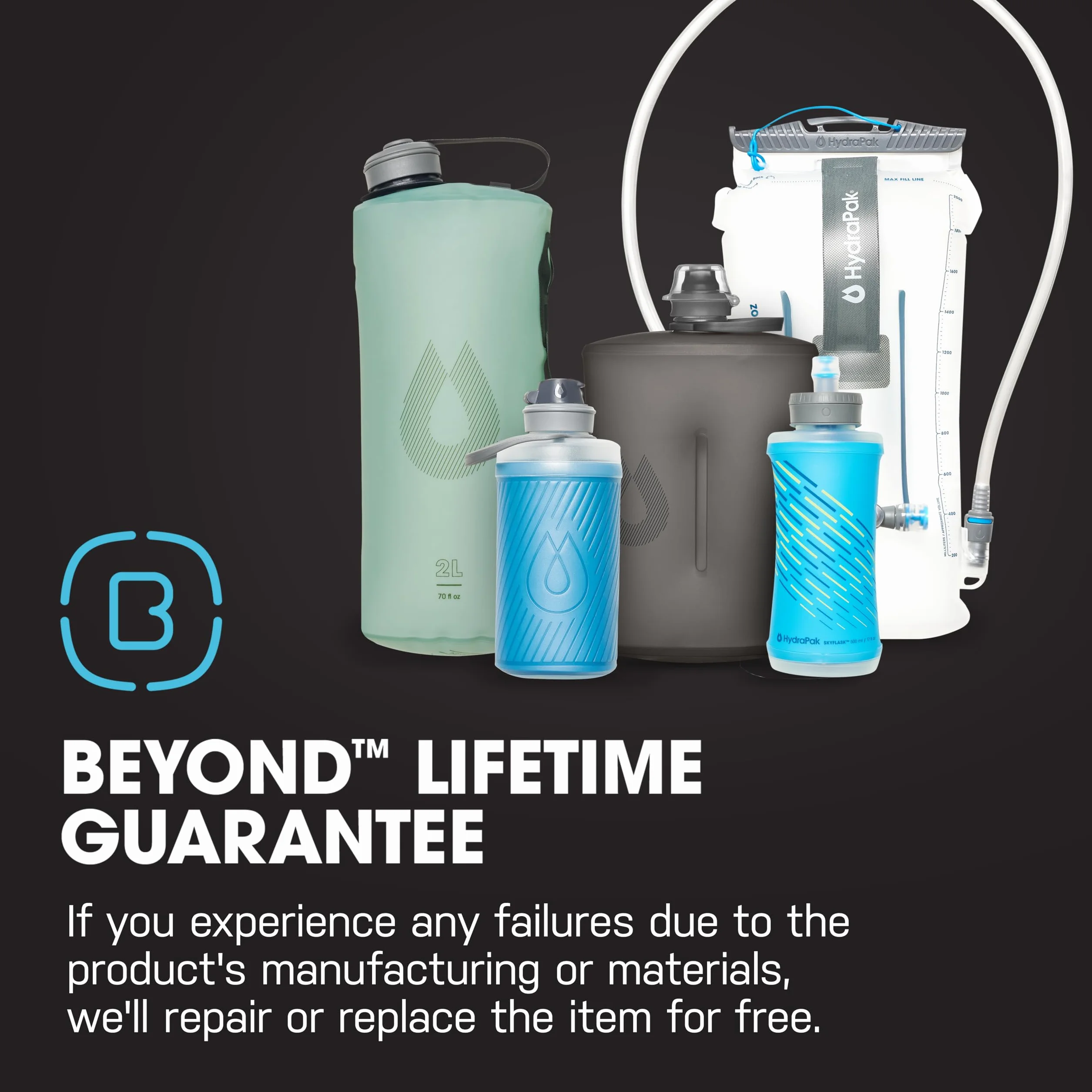 HydraPak Contour 1.5L 2L 3L Hydration Reservoir Low-Profile Water Bladder High-Flow Bite Valve Leak Proof