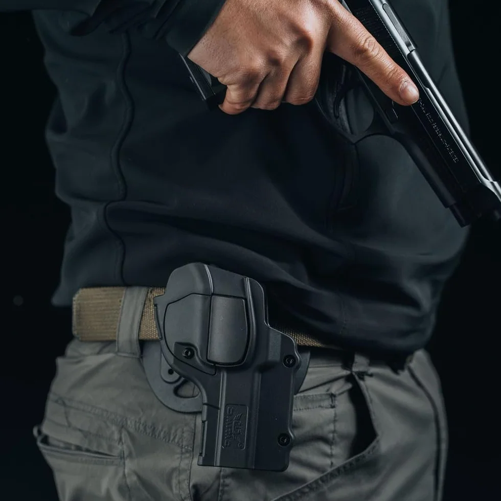 Beretta 92 Funda de polímero OWB para pistola militar, cinturón exterior táctico, abierta para diestros negro
