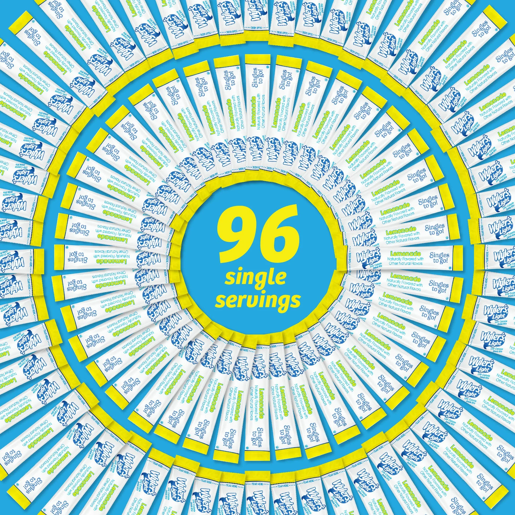 Wyler's Light Singles To Go Bebida en Polvo Limonada Paquete de 16, 6 Cajas 96 Porciones