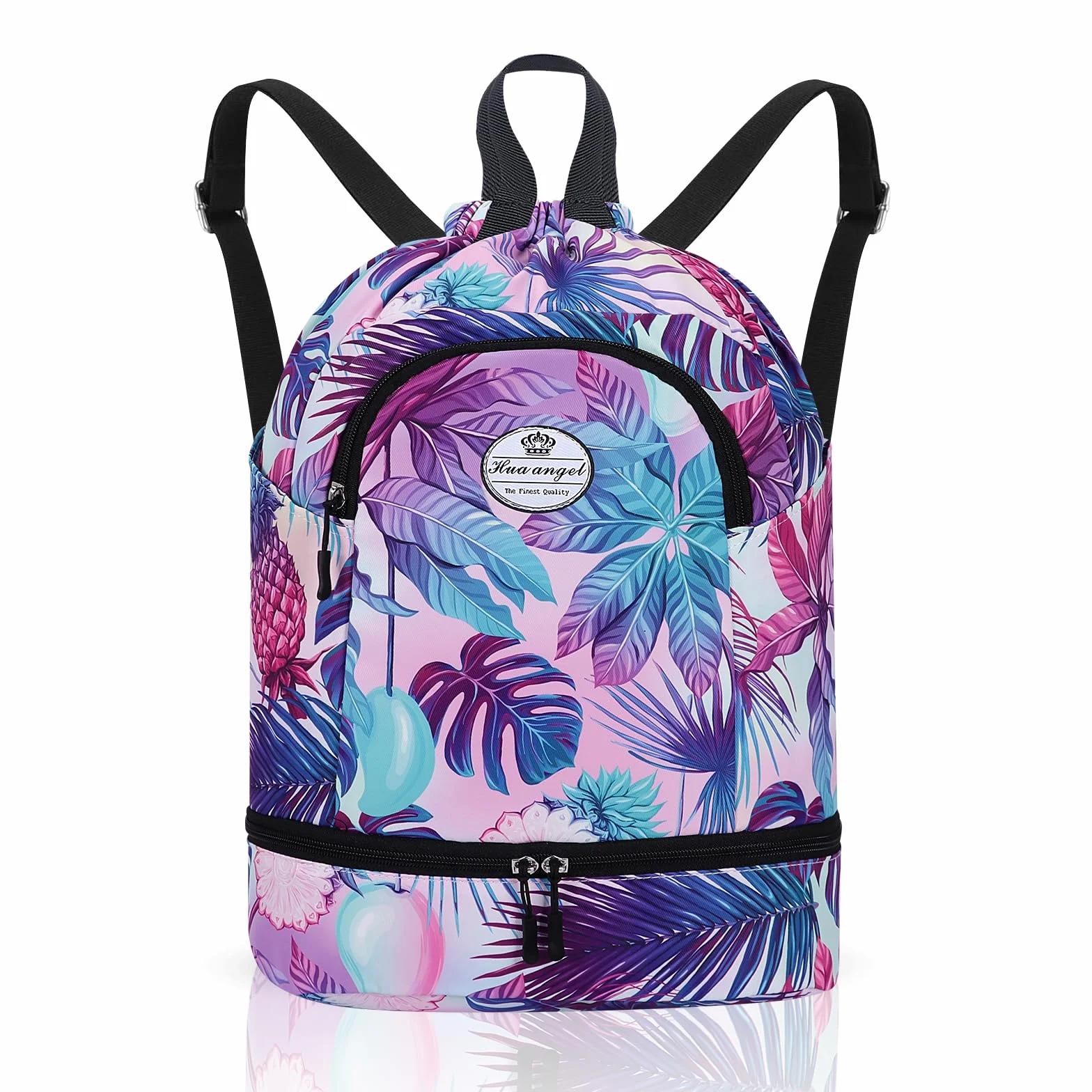 HUA ANGEL Mochila Deportiva con Cordón Ligera Gymsack Bolso de Cuerdas con Bolsillos para Viaje Playa
