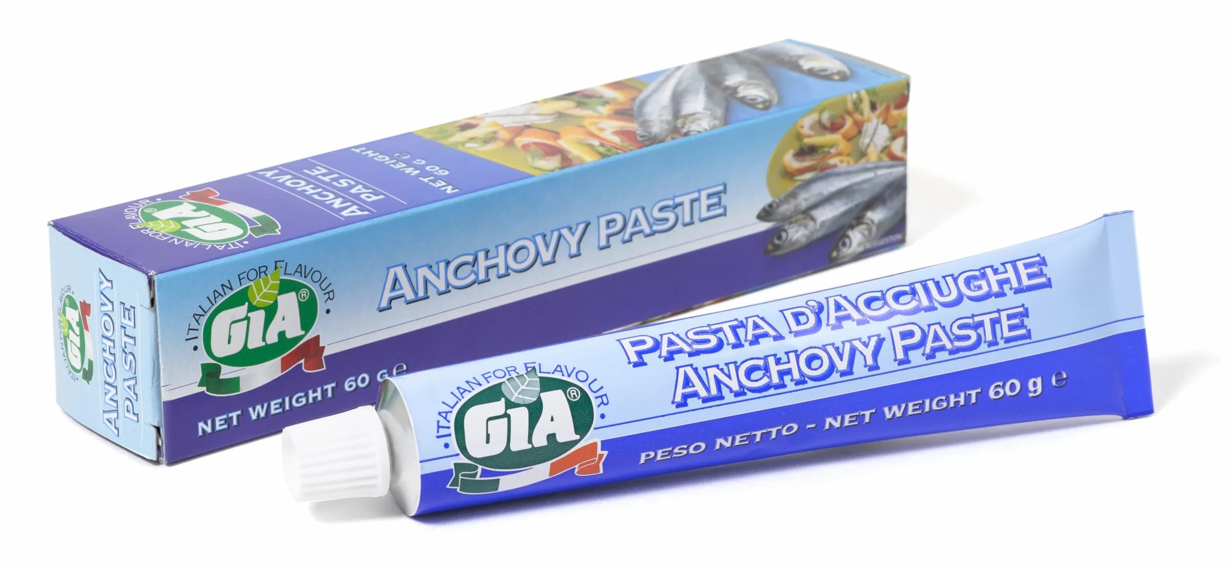 GIA - Tubo Pasta de Anchoa, Producto Italiano, Crema al Gusto, 60gr