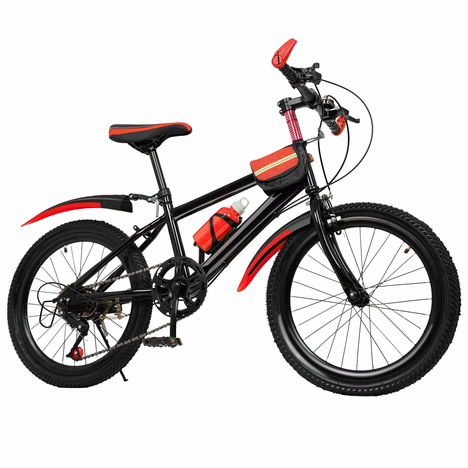 Bicicleta de montaña 20 pulgadas 7 velocidades frenos de disco marco de acero para niños 8-13 años
