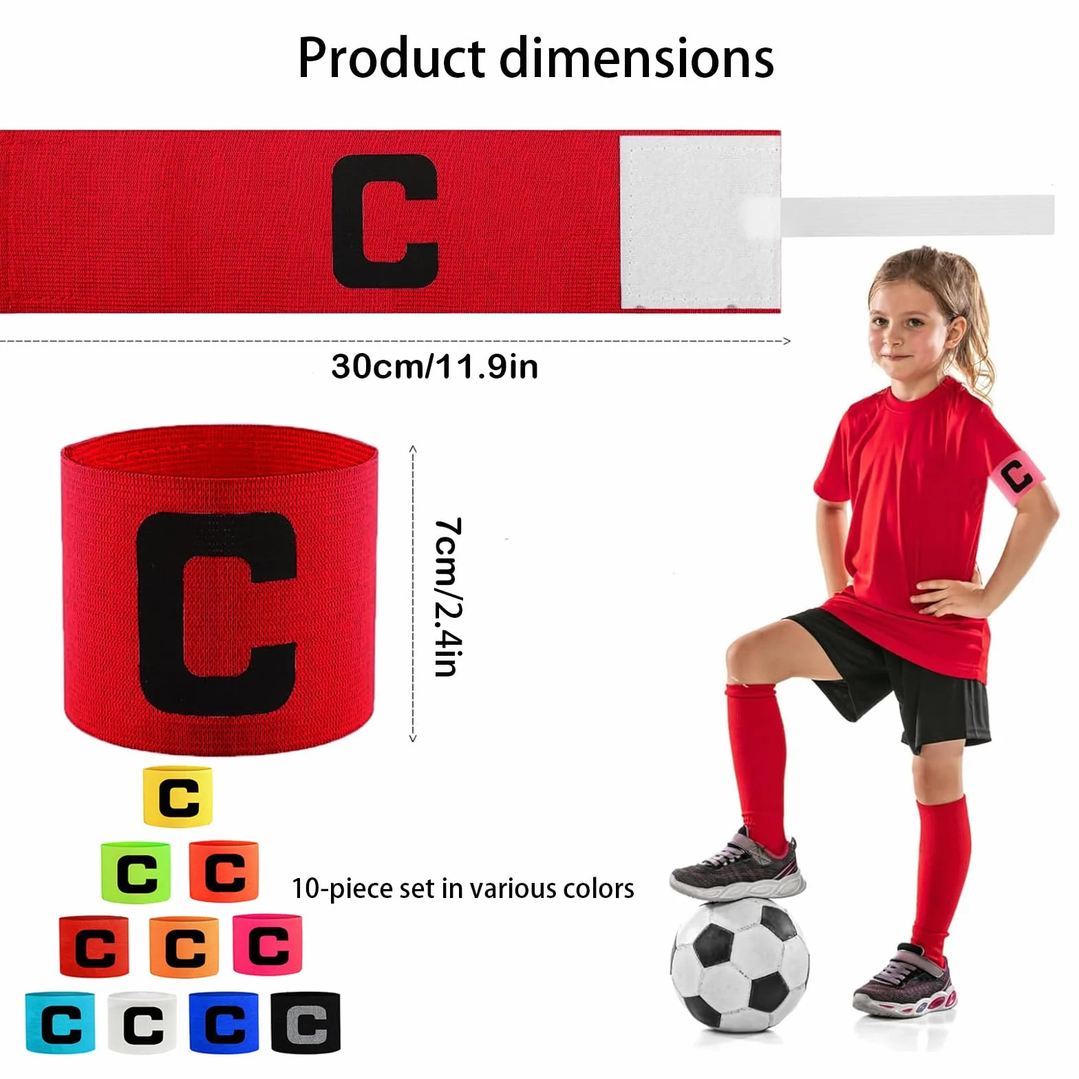 Brazalete Capitán Fútbol Elástico Ajustable Multicolor para Adultos Junior
