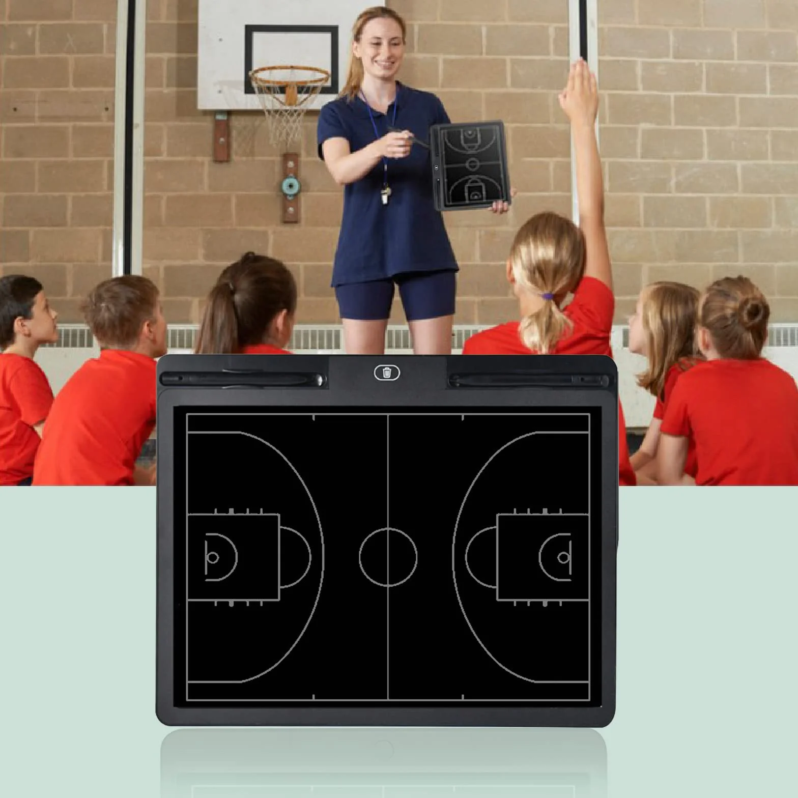 Pizarra Entrenador de Baloncesto Electrónico LCD Digital Carpeta Táctica con Lápiz