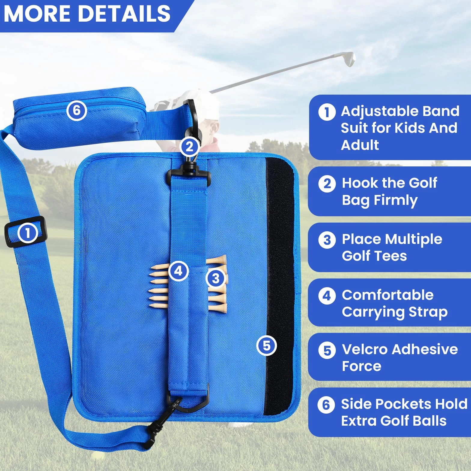 Bolsa de transporte para palos de golf ligera plegable con bolsillo y correa para el hombro