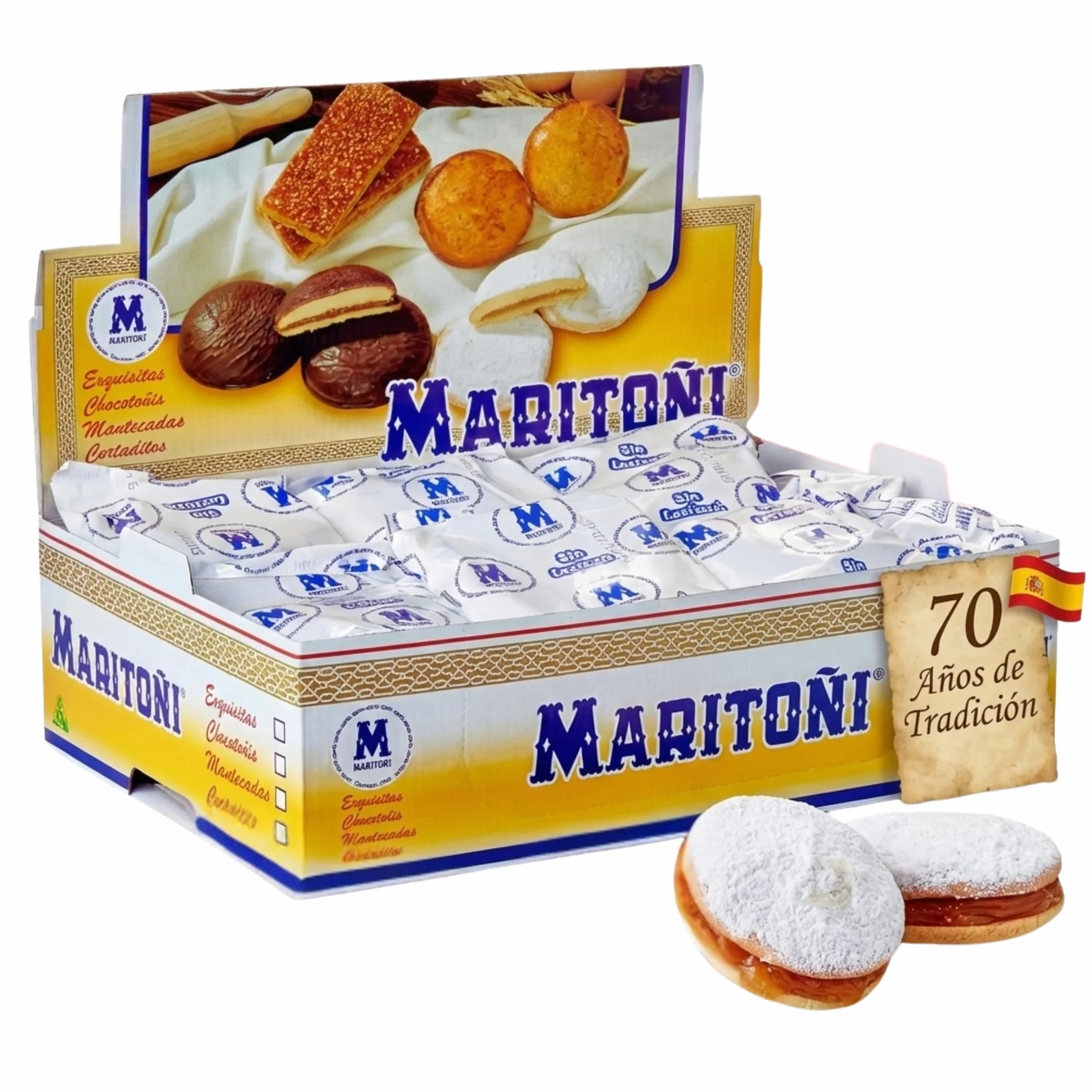 Maritoñi 20 Unidades - Regalo Gourmet de Granada, Dulce Granadino 70 Años Tradición - Galleta y Bizcocho, Producto Español Auténtico