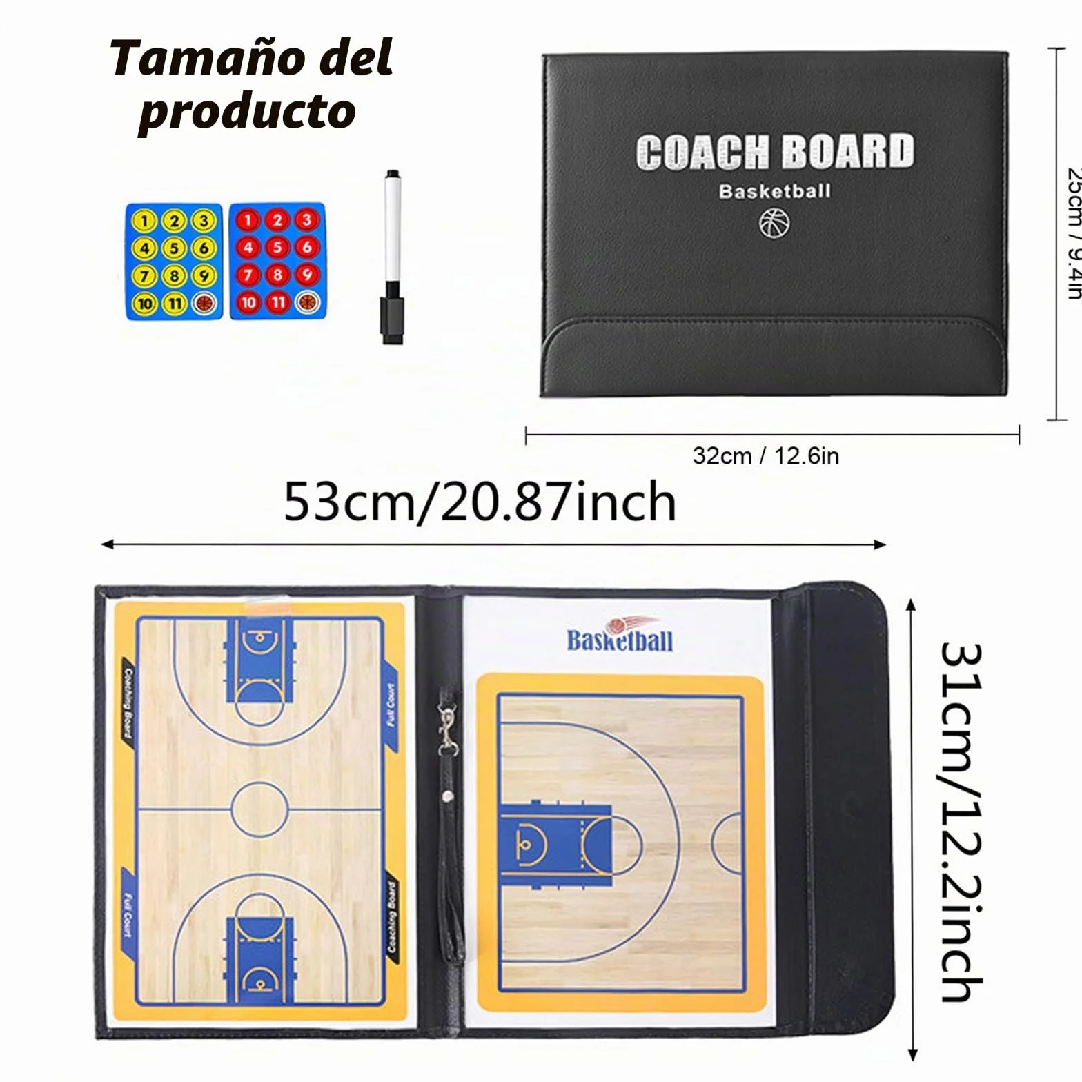 Pizarra Baloncesto Entrenador con Imanes, Carpeta Táctica Baloncesto para Entrenadores