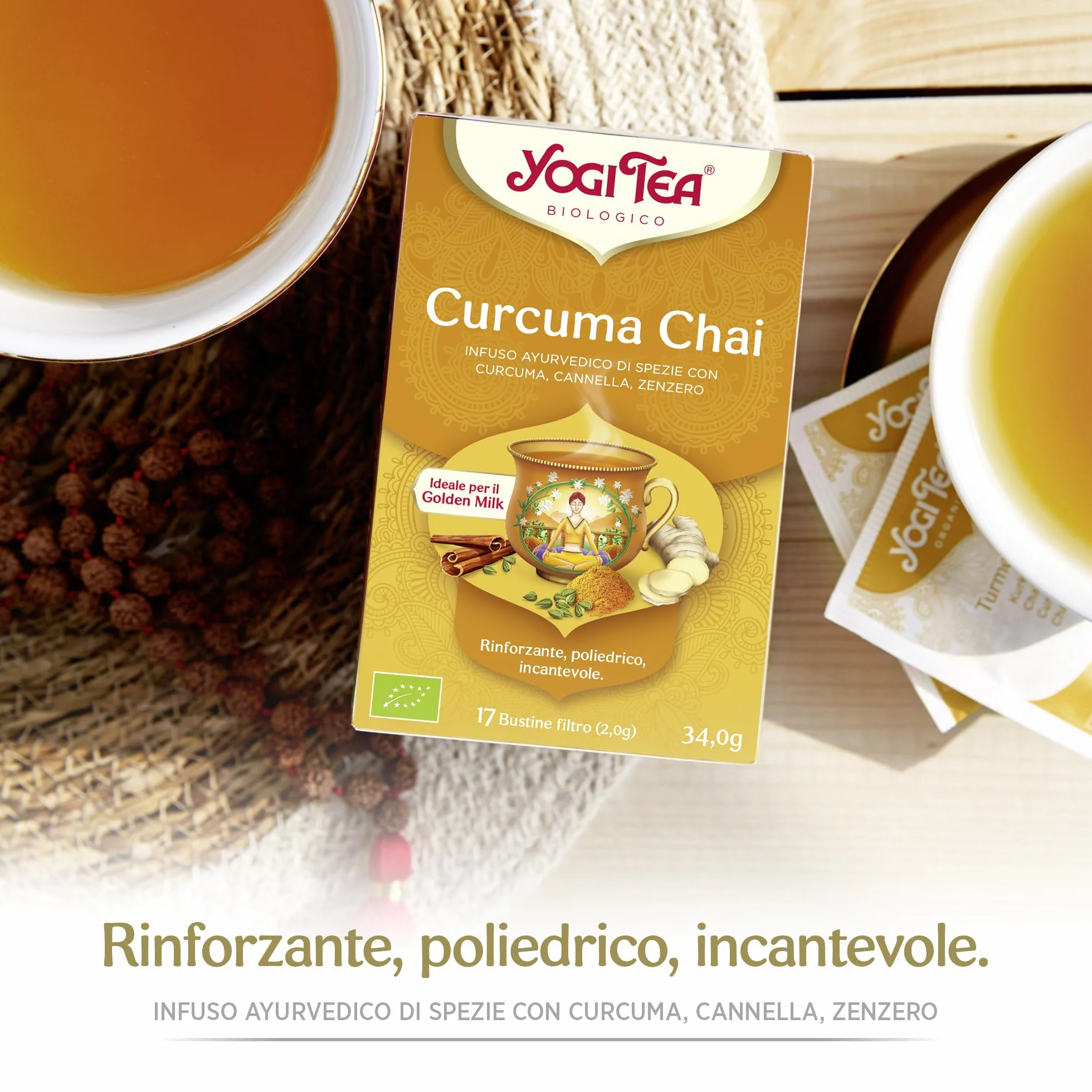 Yogi Tea, Té, Chai Cúrcuma Bio, Infusión Ayurvédica, Mezcla de Cúrcuma, Canela y Jengibre - Pack de 6x17 bolsitas (102 bolsitas en total)