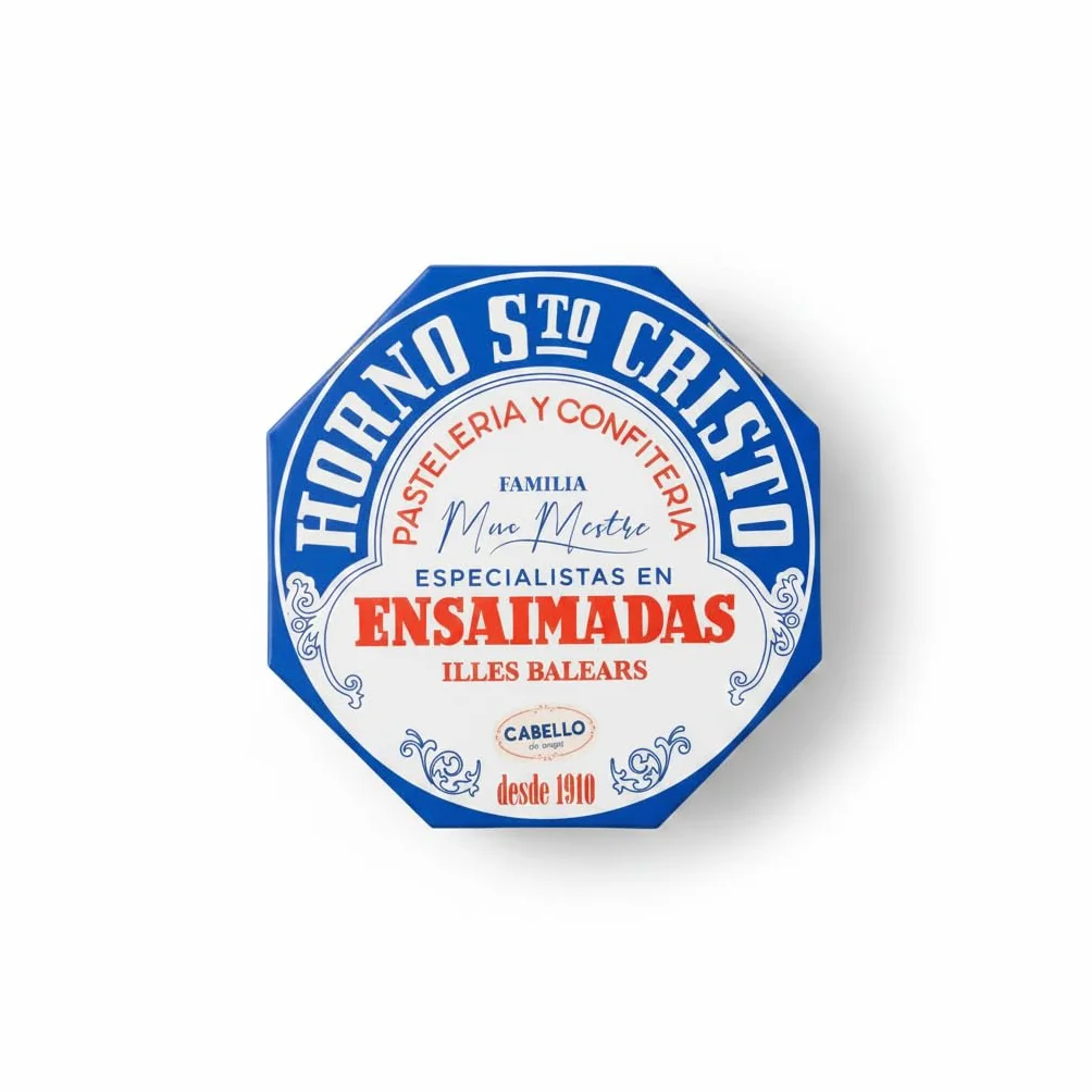 Ensaimada de Cabello de Ángel 650g - Dulce Típico Mallorquín Elaborado de Forma Artesanal desde 1910 - Horno Santo Cristo - Repostería en Caja Octogonal de Regalo - NEXU