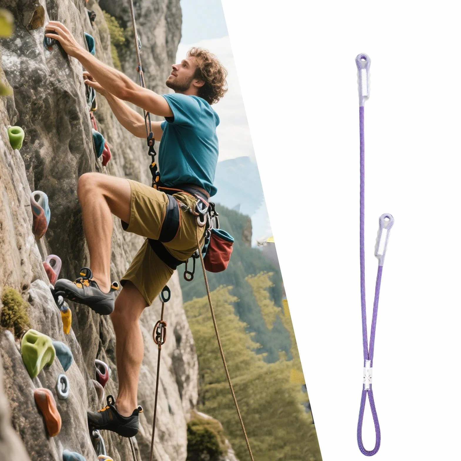 Prusik Rope Cuerda de Seguridad para Escalada Alta Resistencia en Forma de Y Ascensos Rescate