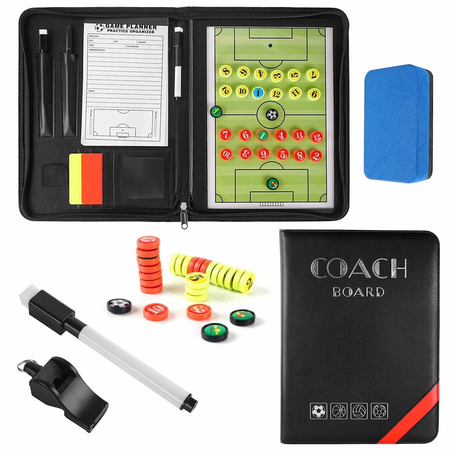 Pizarra Fútbol Entrenador Magnética Plegable con Imanes para Estrategia