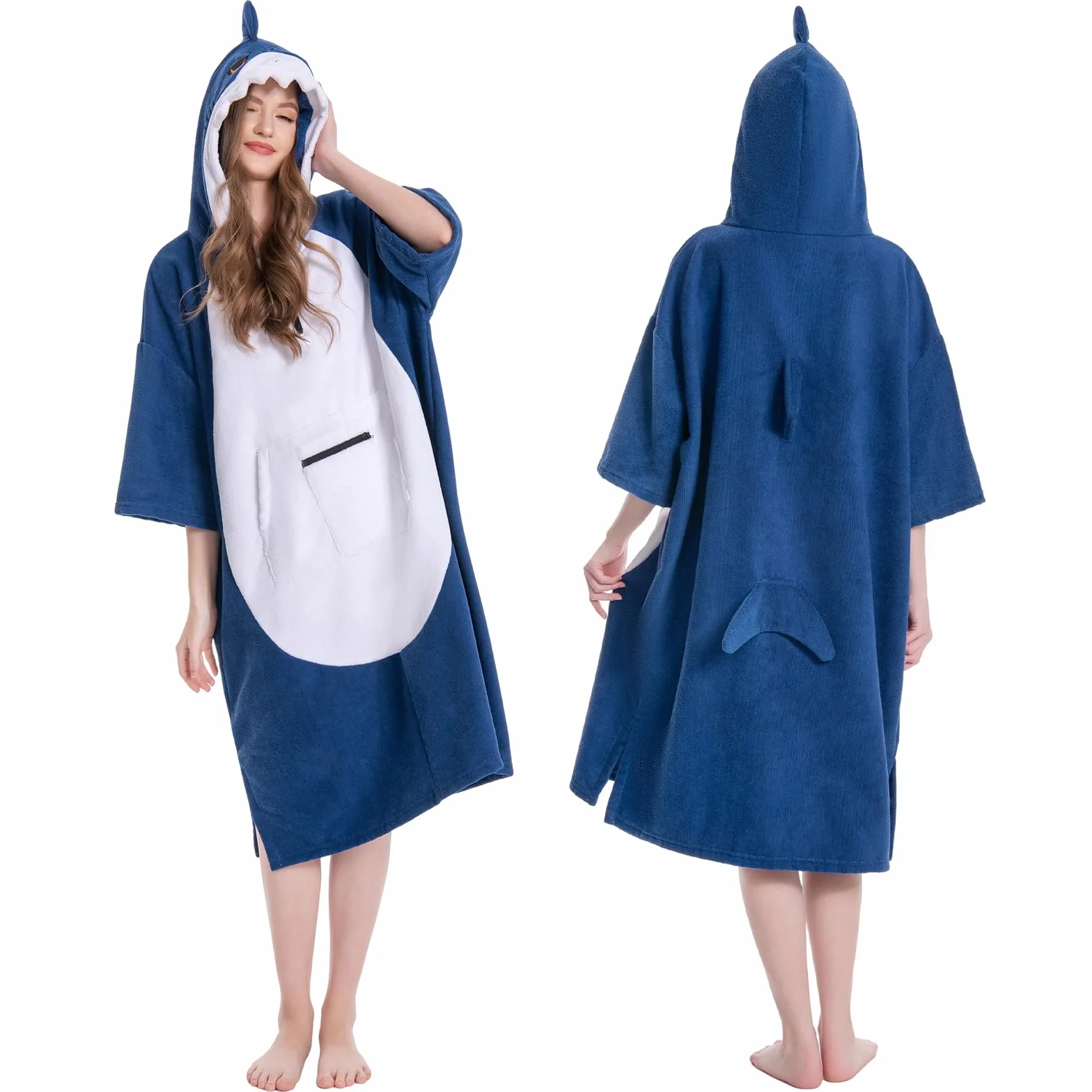 OLAOLA Poncho de Surf Adultos Toalla Microfibra Capucha Bolsillo Secado Rápido Playa Natación