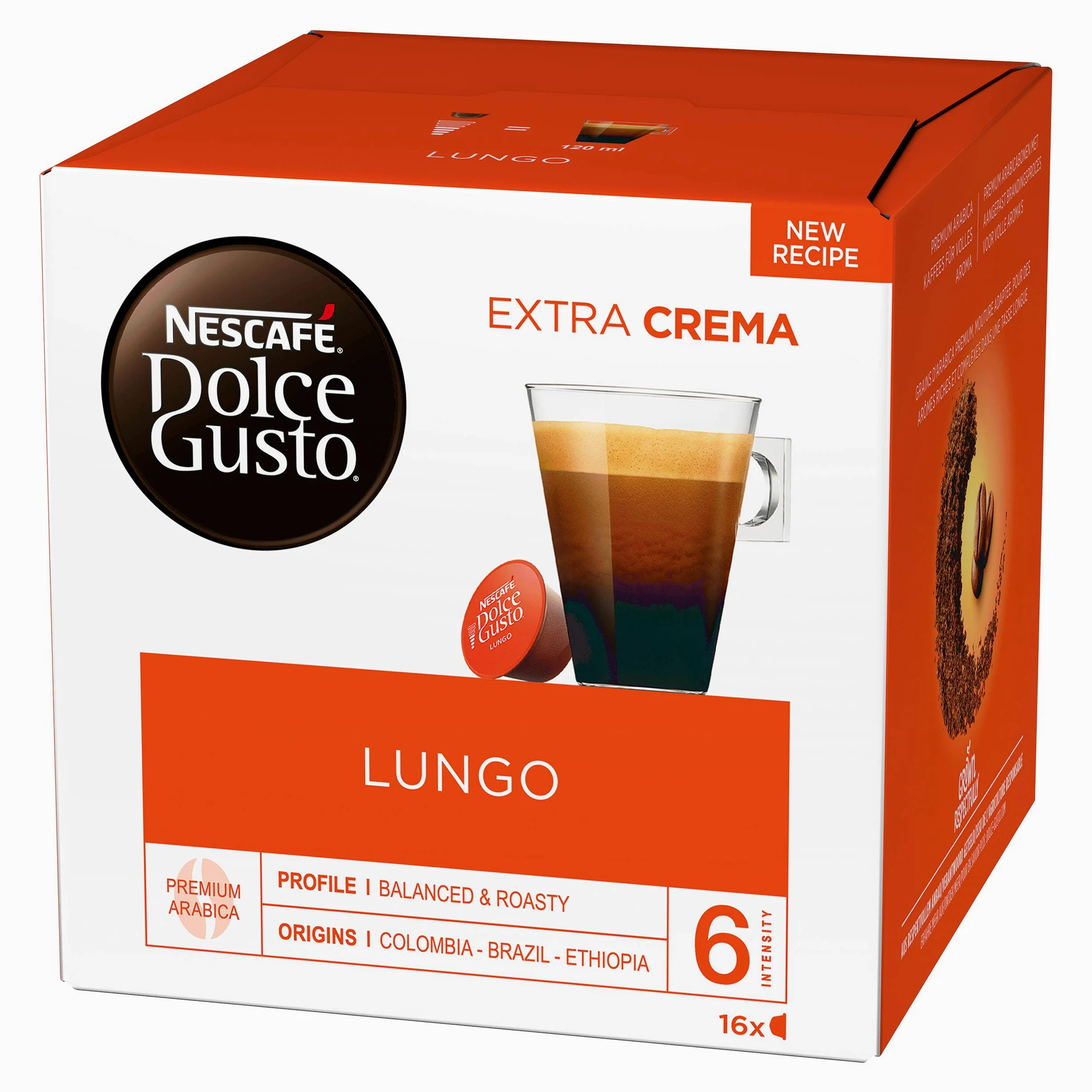Nescafé Dolce Gusto Set Basic: Lungo, Cappuccino, Latte Macchiato, Espresso, Chococino, Crema Grande, 6 x 16 Cápsulas