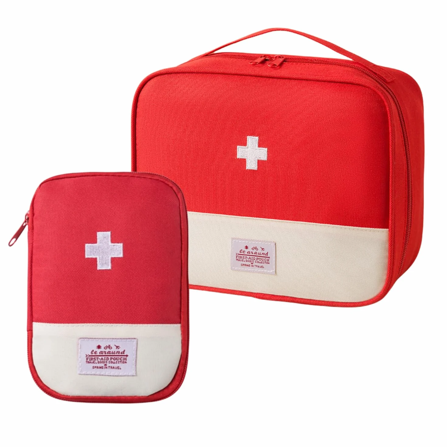 Botiquín de Primeros Auxilios 2 Piezas Bolsa para Medicamentos Viaje Camping Rojo