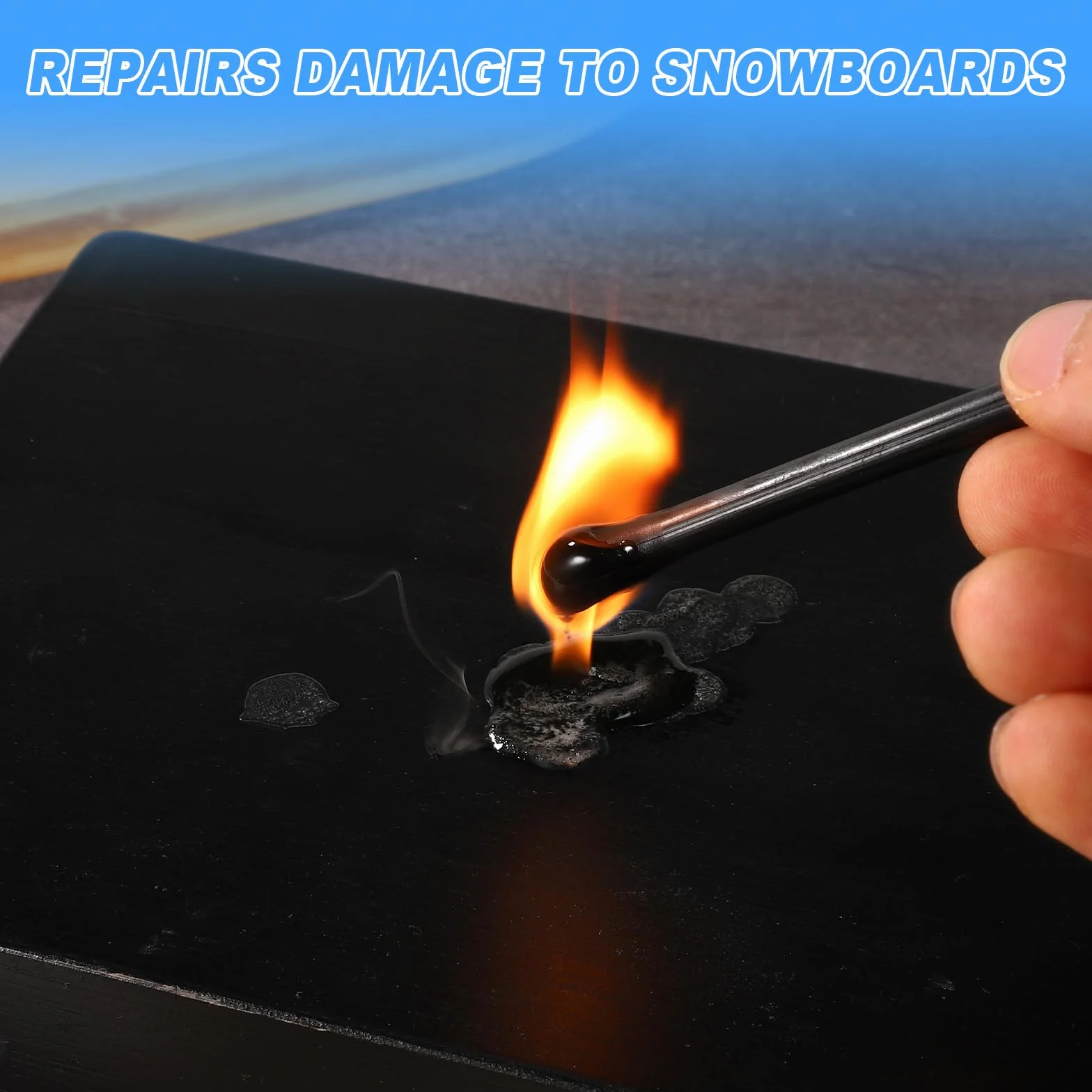 Kit Reparacion Snowboard 8uds 6mm Palo Reparacion Esqui Papel Lija 4 Estructuras Mantenimiento Negro