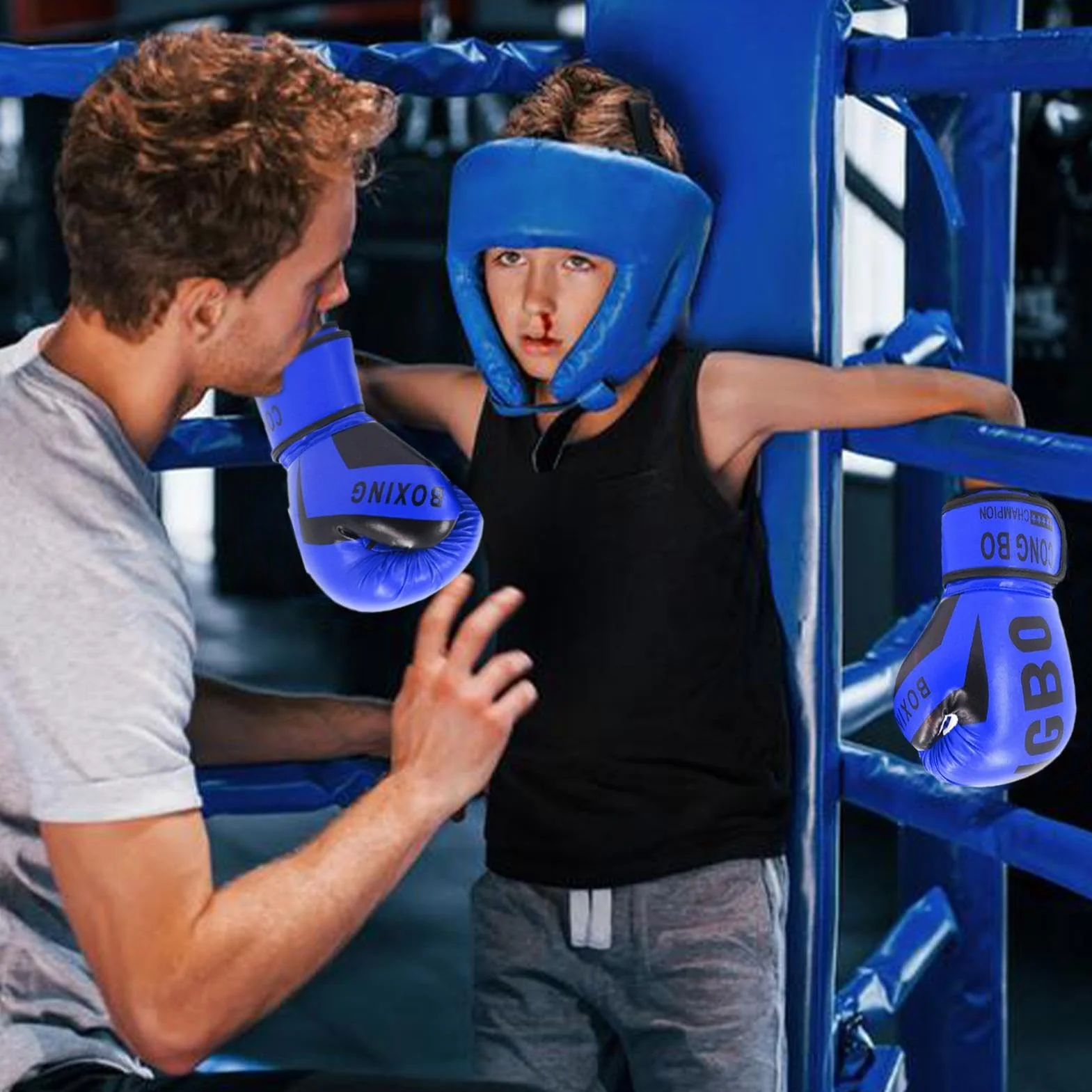 Guantes de boxeo para niños 3-16 años ajustables MMA Muay Thai kickboxing