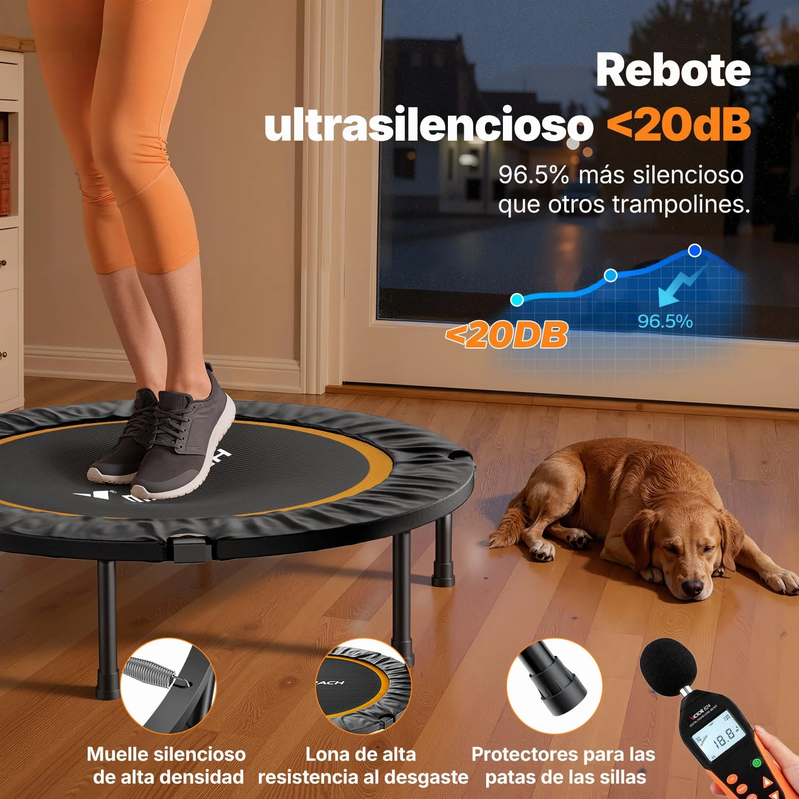 MERACH Trampolin Fitness Adultos 102cm 122cm Camas Elasticas Plegables Carga Maxima 330 LB