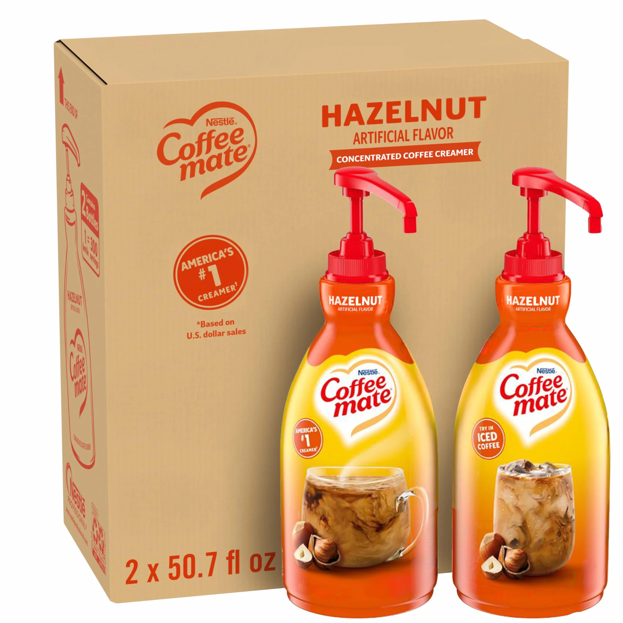 NESTLE COFFEE-MATE Coffee Creamer Hazelnut 1.5L Liquid Pump Bottle Pack of 2