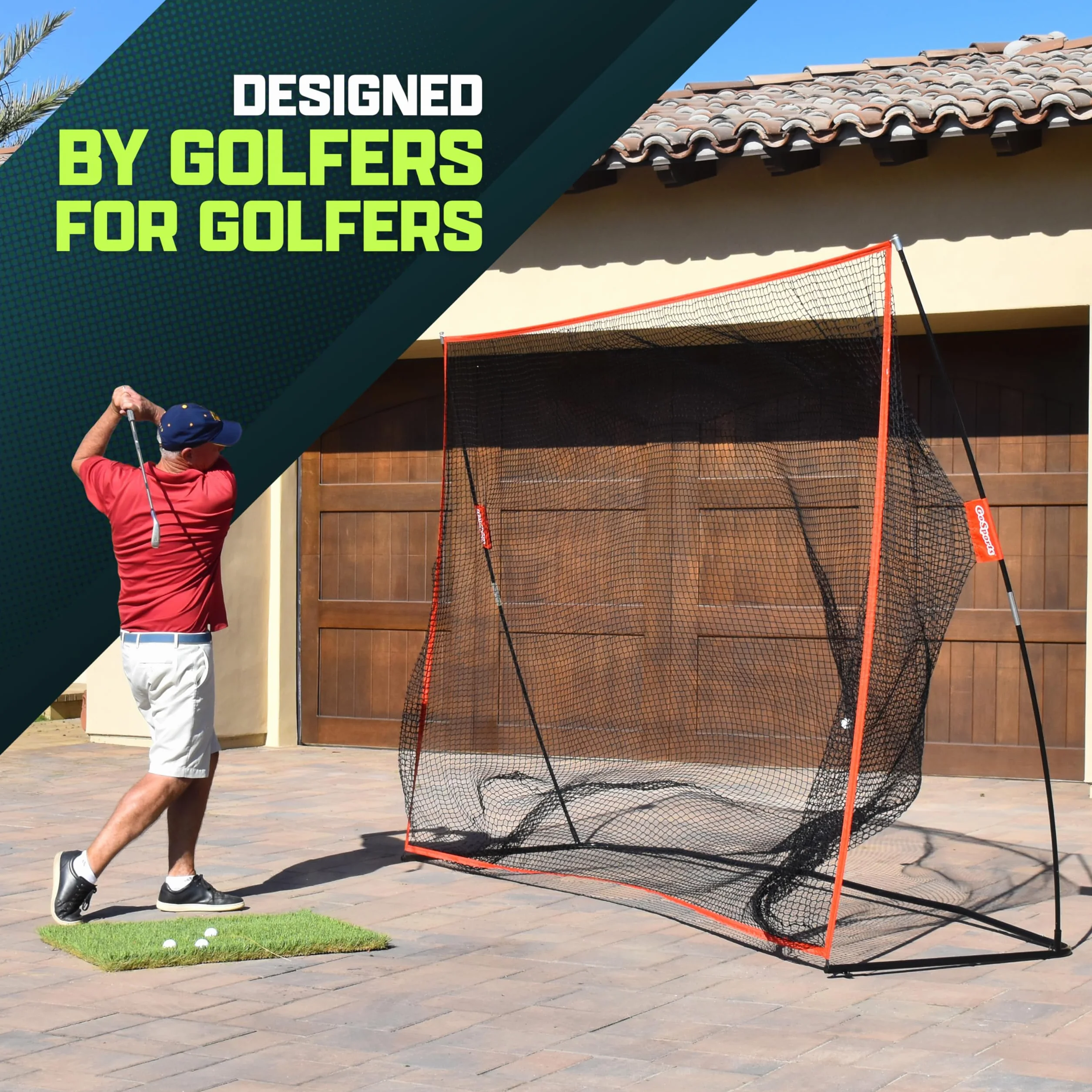 GoSports Red de práctica de Golf 3x2,3 m, Rango de conducción para Interiores o Exteriores