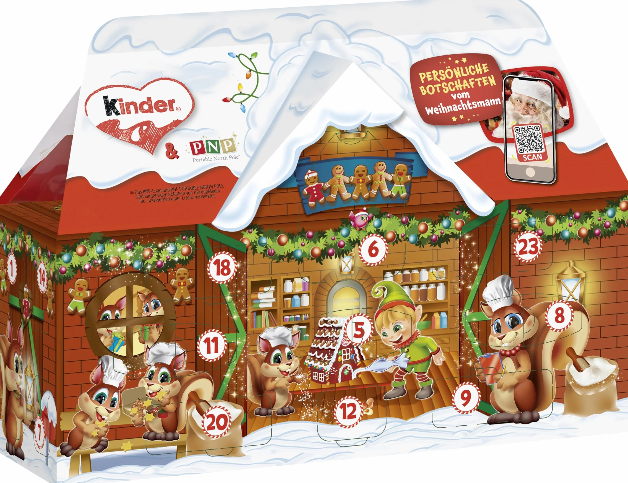 Kinder Chocolate House Calendario de Adviento de Navidad 2025, chocolate con leche fino con relleno lechoso, 24 piezas (234 g)