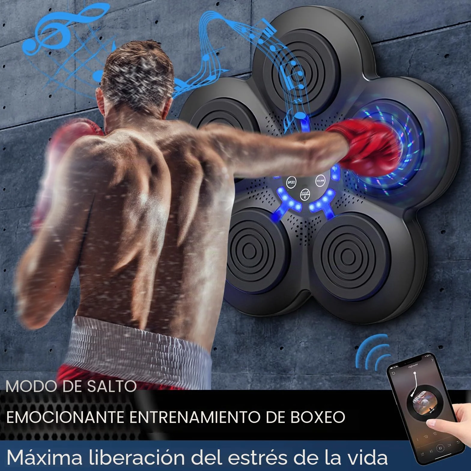 Boxeo Musical Electrónico Portátil de Pared Smart Bluetooth para Niños y Adultos