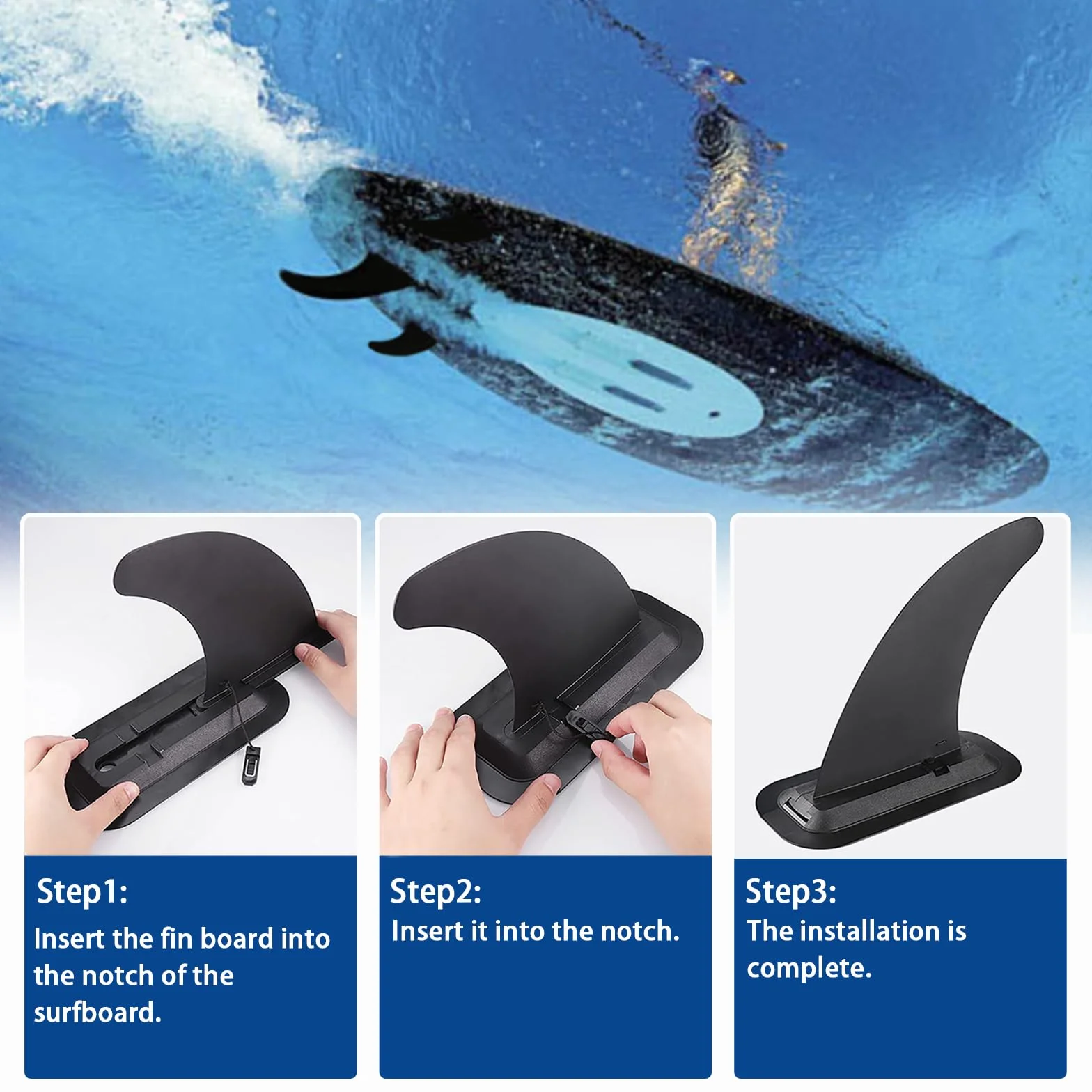 Aleta Padel Surf Desmontable para Tablas de Surf, Sup, Longboard, Kayak, Hinchables