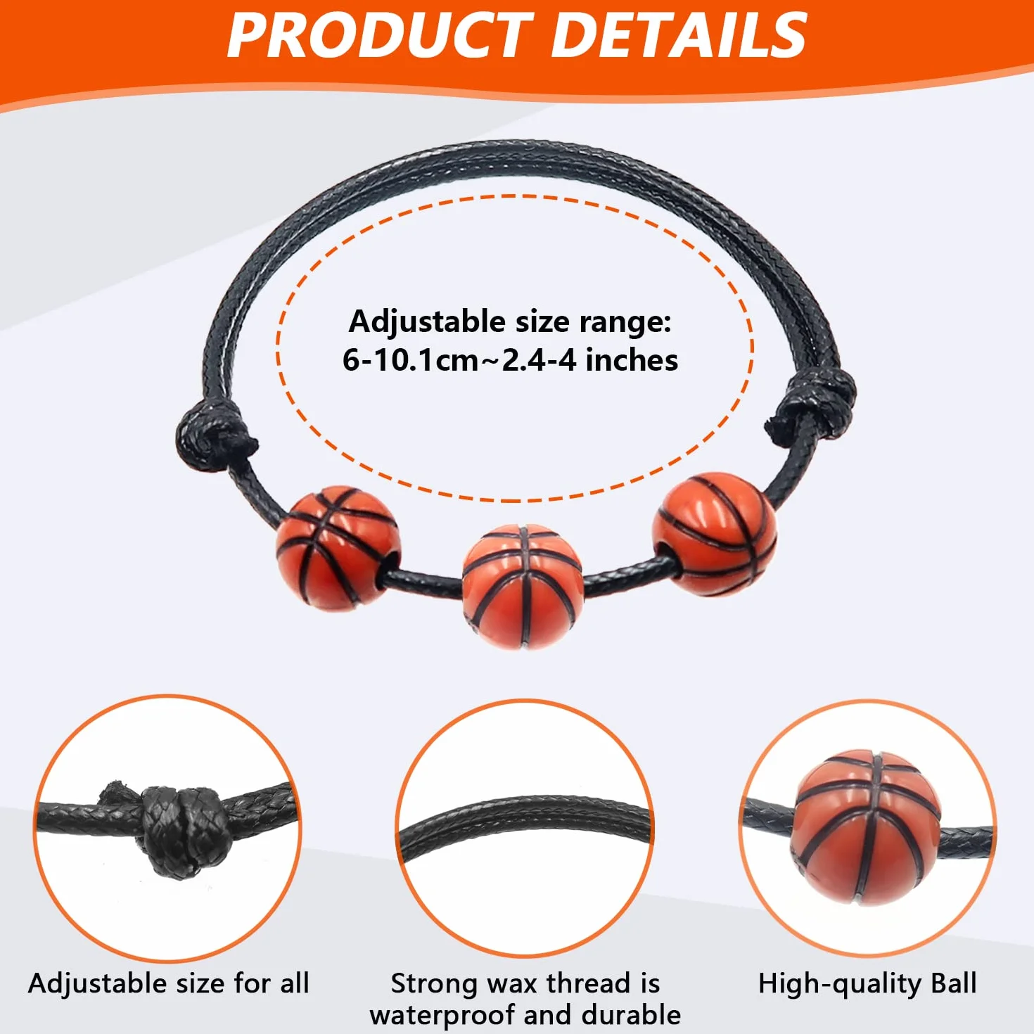 Pulsera de Baloncesto Trenzada Ajustable, 20 Piezas para Adolescentes Adultos Hombres Mujeres