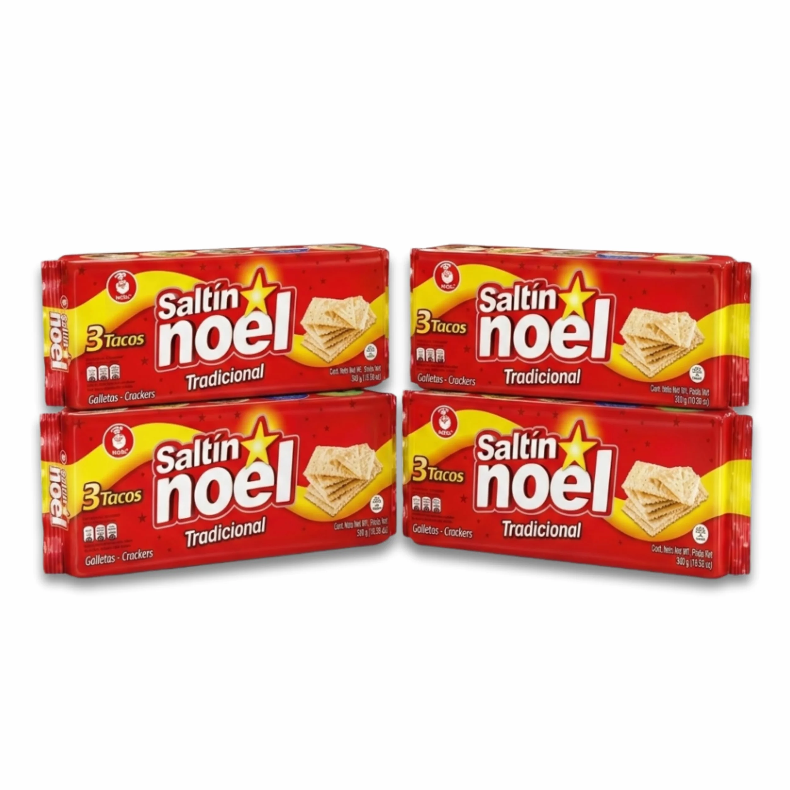 Pack de 4 Paquetes de Galletas Crackers (3 Tacos por Paquete, Total 1540g) - Galletas Saladas Crujientes - Saltín Noel - Ideales para Desayunos y Aperitivos - NEXU