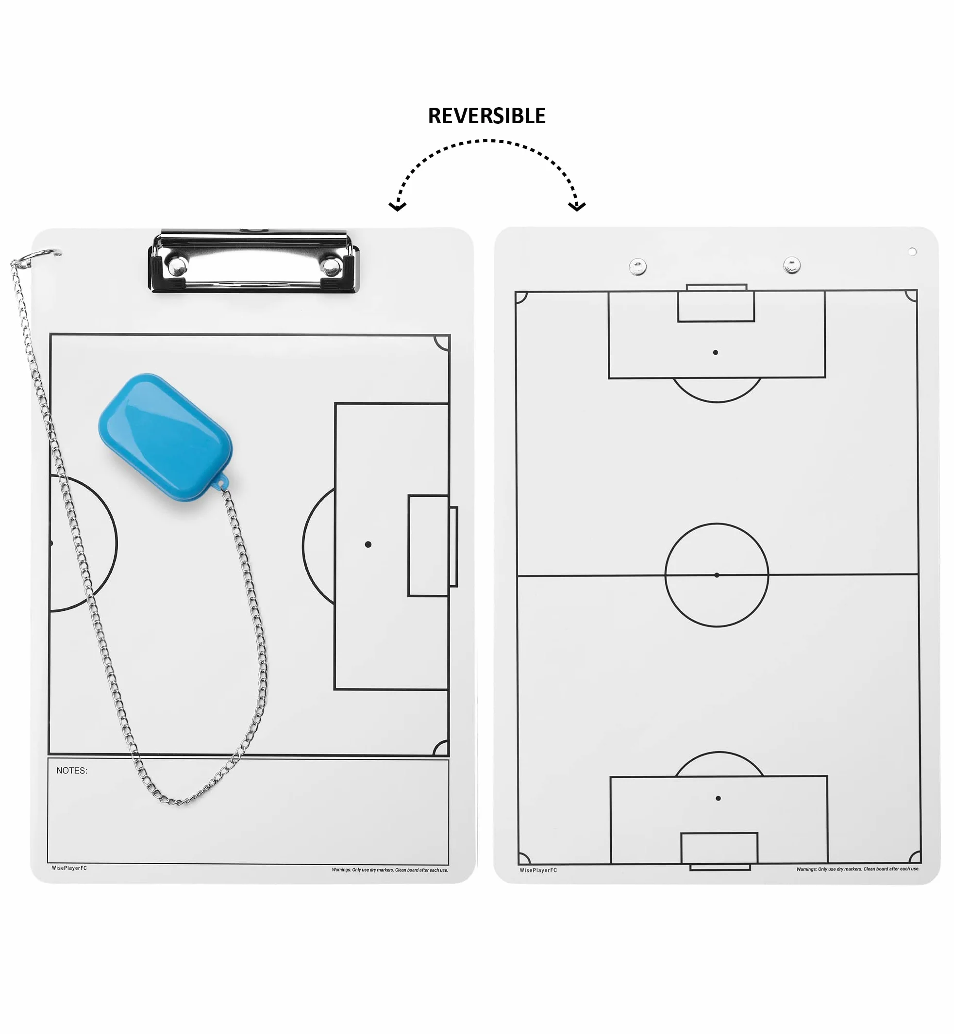 Pizarra Táctica Fútbol Reversible para Entrenadores con Silbato, Hojas y Bolsa