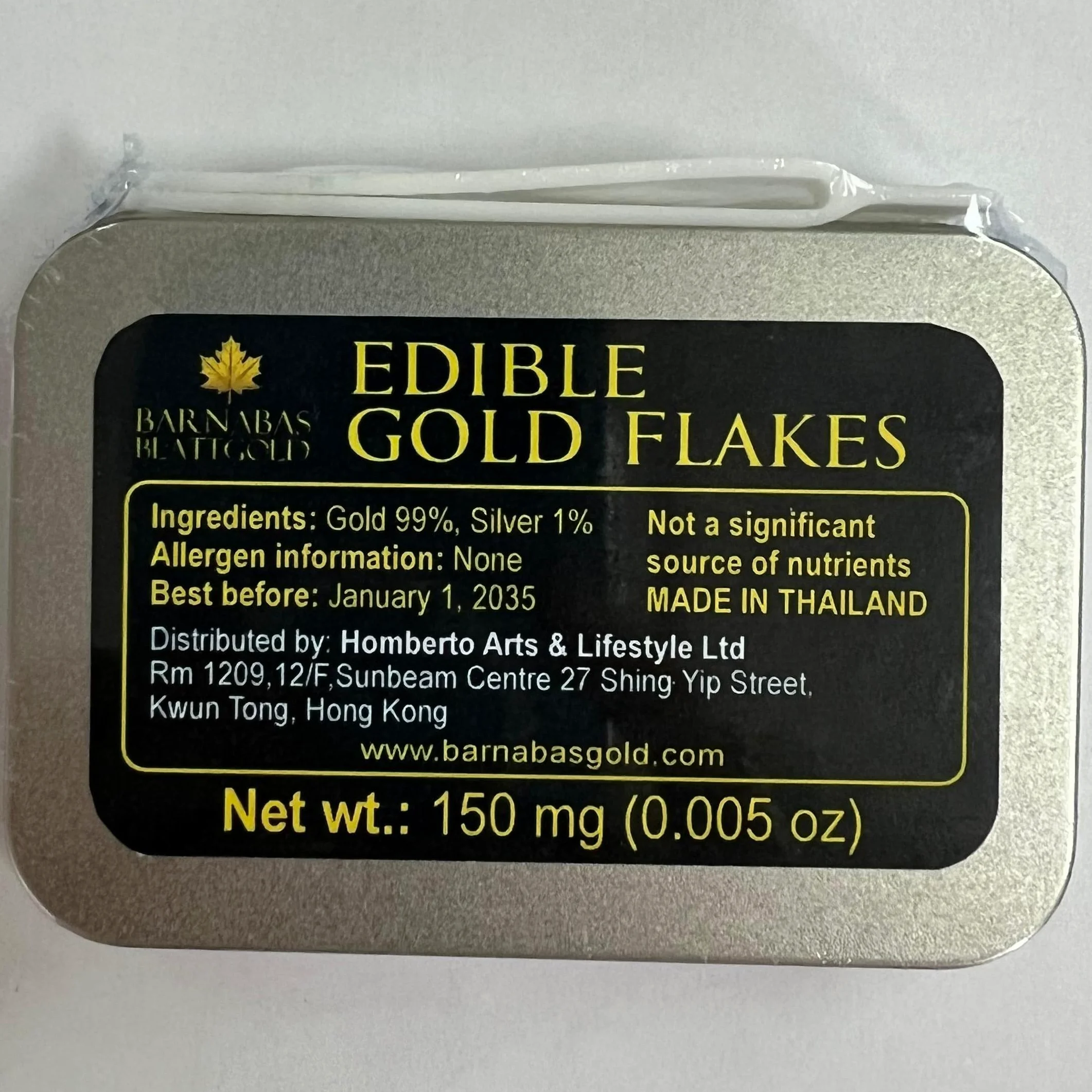 Comestible 23.75 K auténtica dorado hojas (Flake) (150MG/tarro)