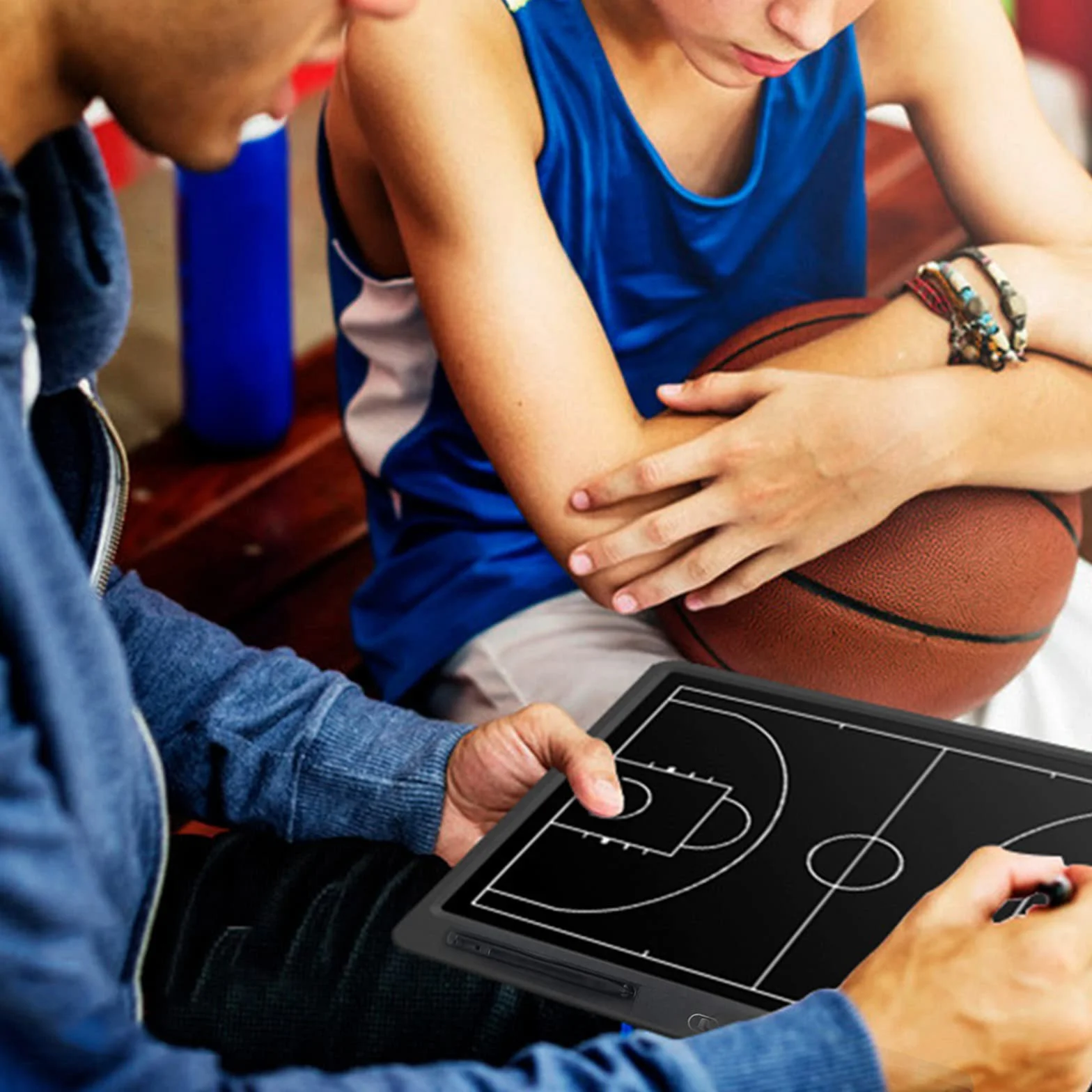Pizarra Entrenador de Baloncesto Electrónico LCD Digital Carpeta Táctica con Lápiz