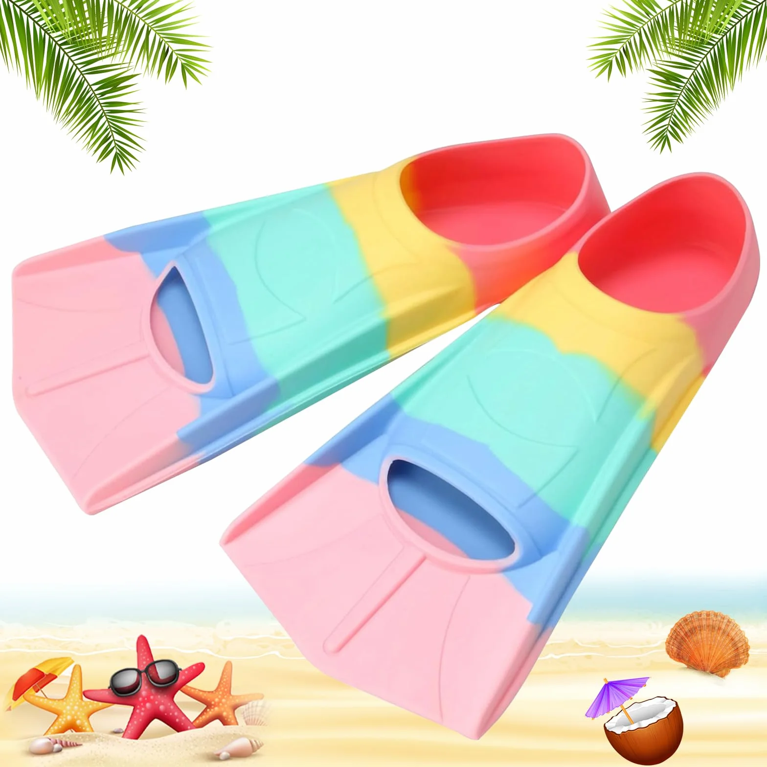 Aletas de Natación de Silicona, Cortas para Entrenamiento y Fuerza en Piernas (M2)