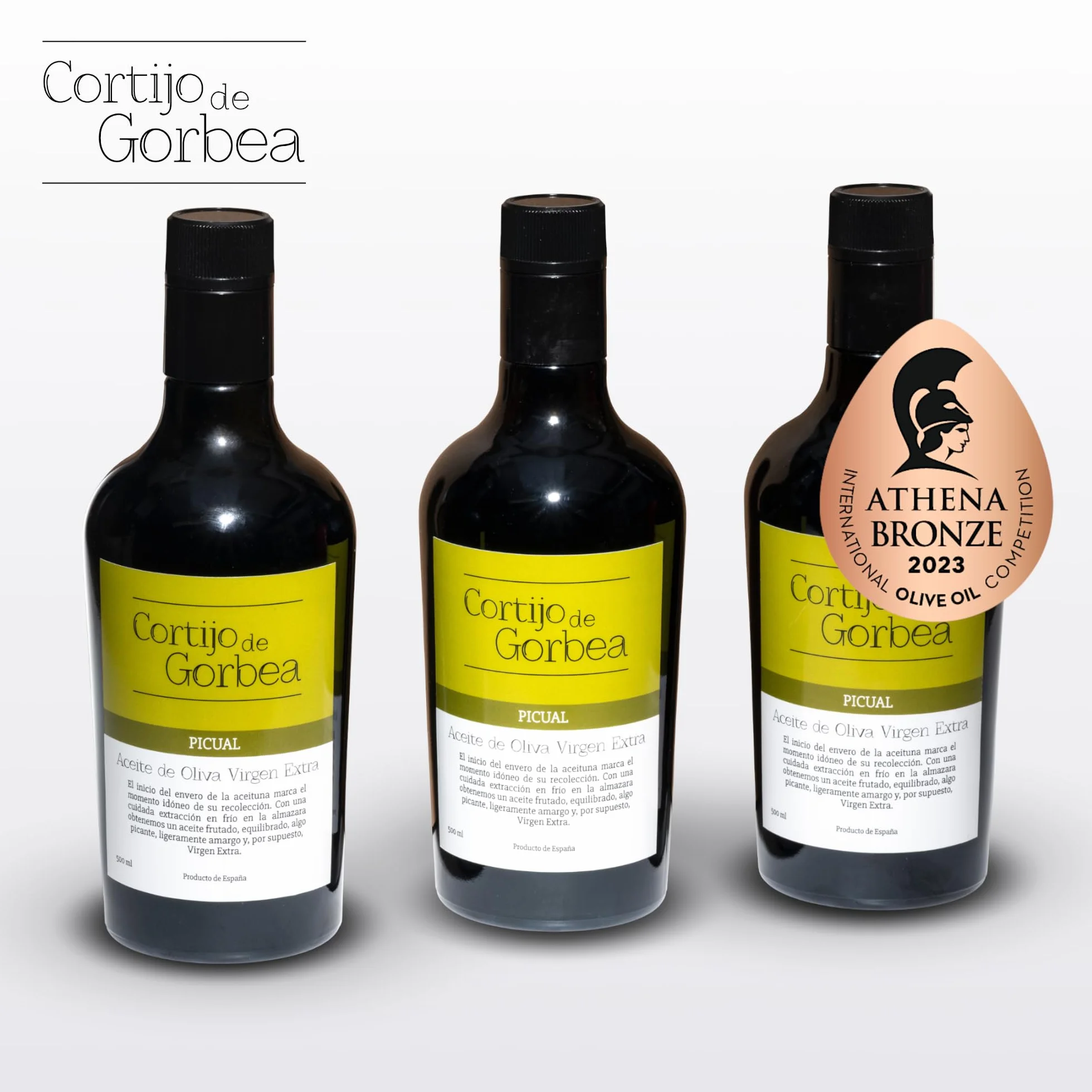 Aceite de Oliva Virgen Extra Picual Cortijo de Gorbea Pack 3 Botellas