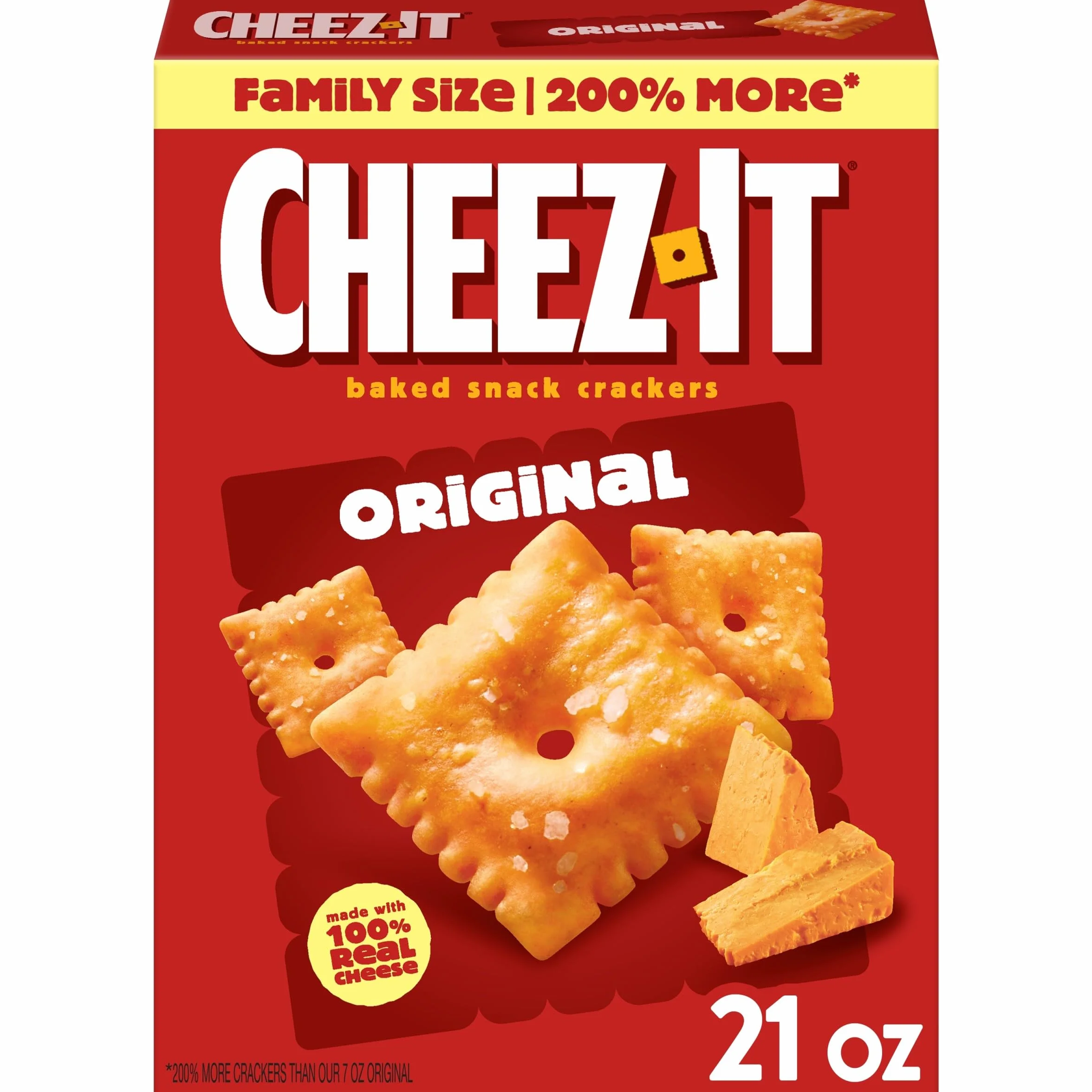 Cheez-It Cheese Crackers, Baked Snack Crackers, Office and Kids Snacks, Original, 21oz Box (1 Box)