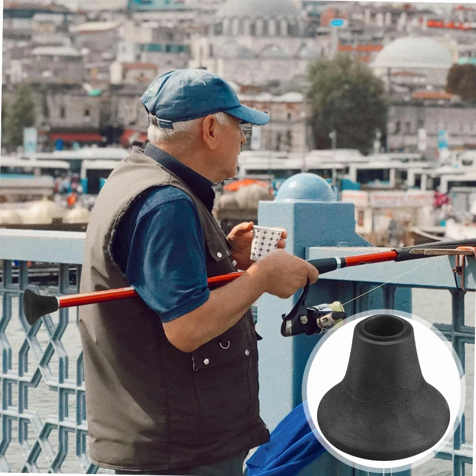 Yardwe Cojín de Pesca Negro Eva Soporte Estable Caña de Pescar