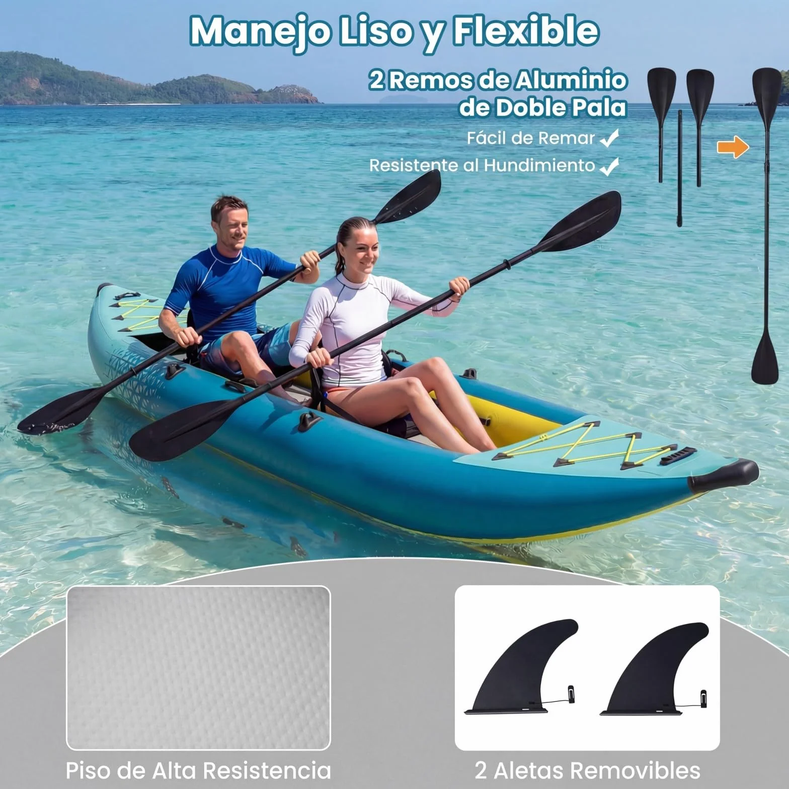 COSTWAY Kayak Hinchable 2 Plazas 381 cm Portátil 230 kg