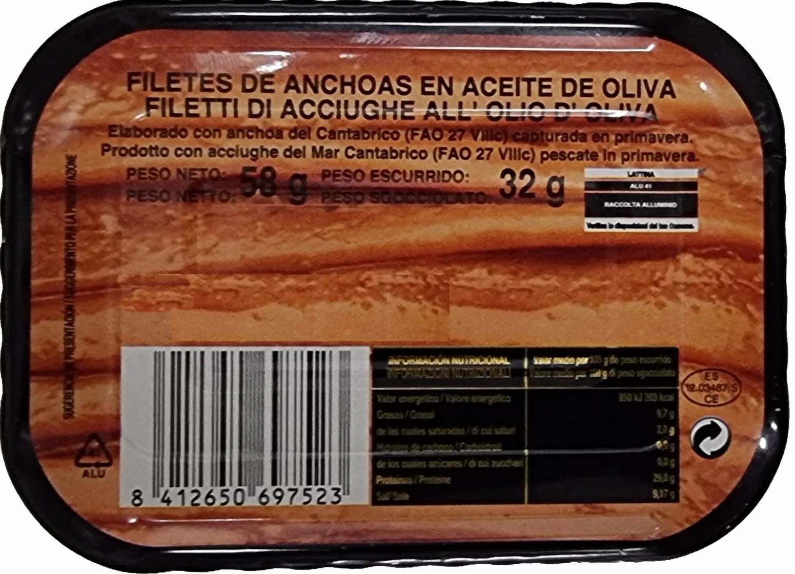 Anchoas del Cantábrico La Castreña RR-60 Pack 3 Latas