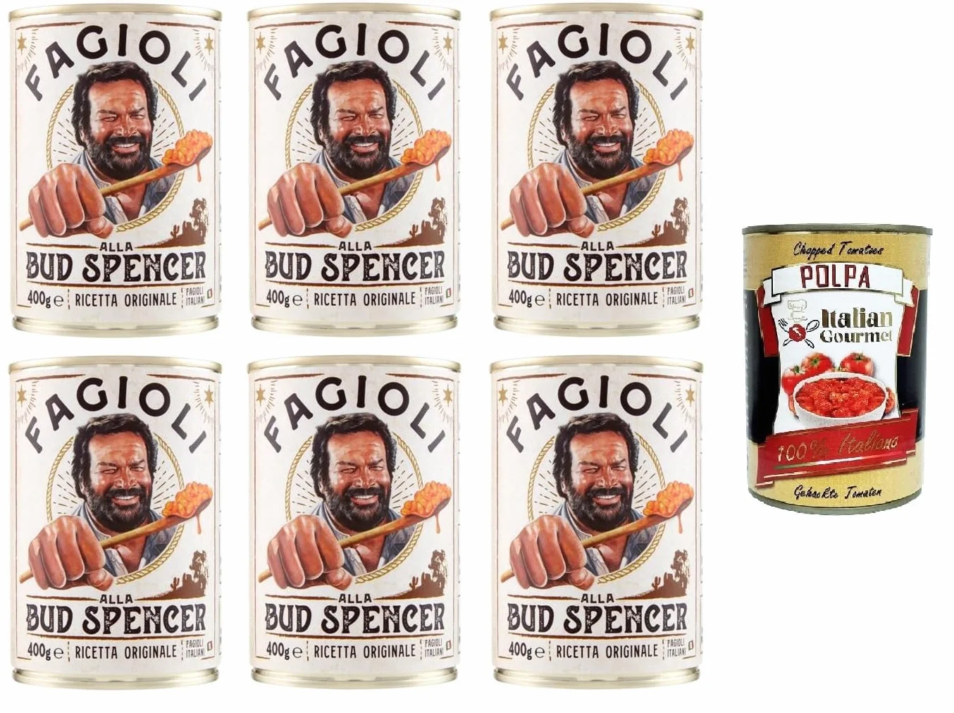 Bud Power - Bud-Spencer-Bohnen fermentado para probar 6 x 400 gr + Italian Gourmet polpa 400g