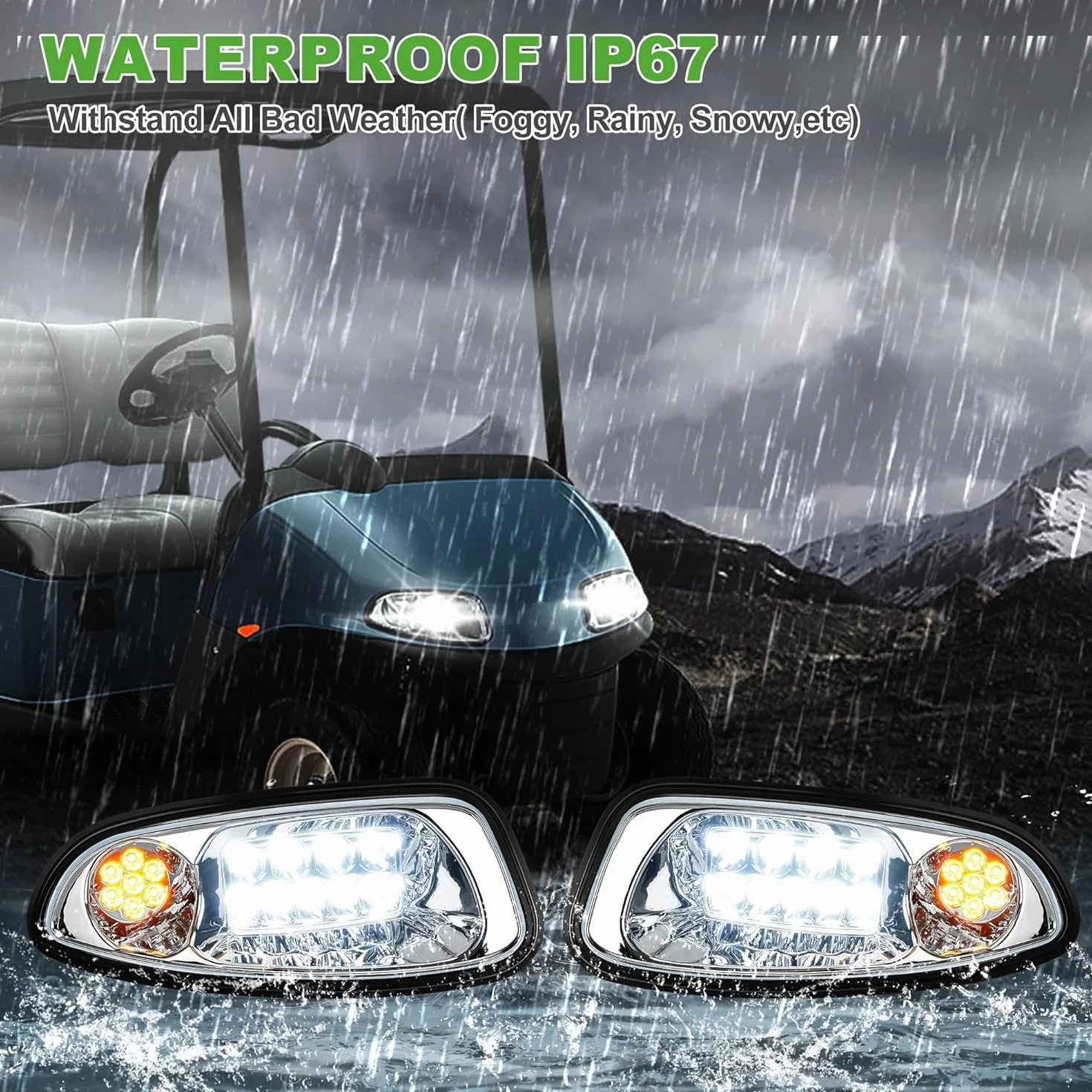 Golf Buggy LED Faros Luces Traseras Kit 08-18 EZGO RXV Interruptor Indicador Luces Freno Cuerno Arnés 12V