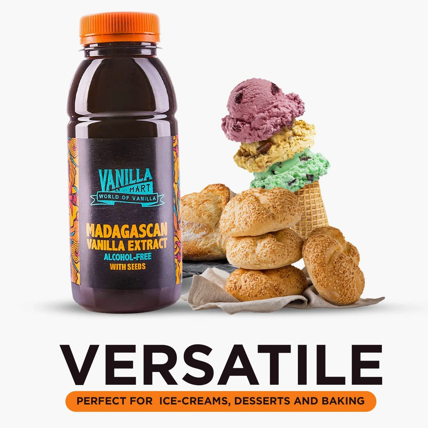 Vanilla Mart Madagascan Bourbon Extracto de vainilla sin alcohol con semillas (1 L)