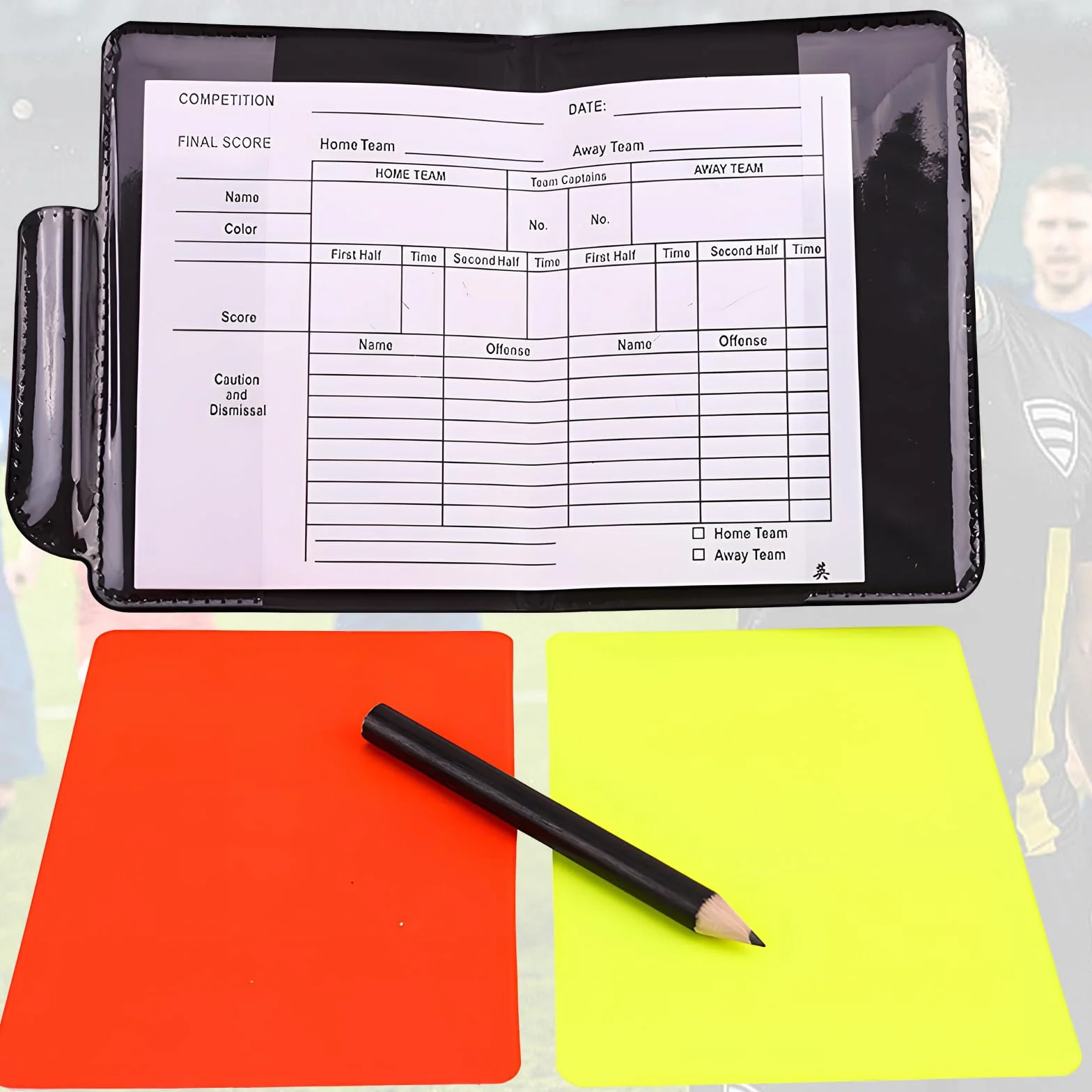 Kit de Tarjetas de Árbitro para Fútbol con Silbato y Hojas de Resultados