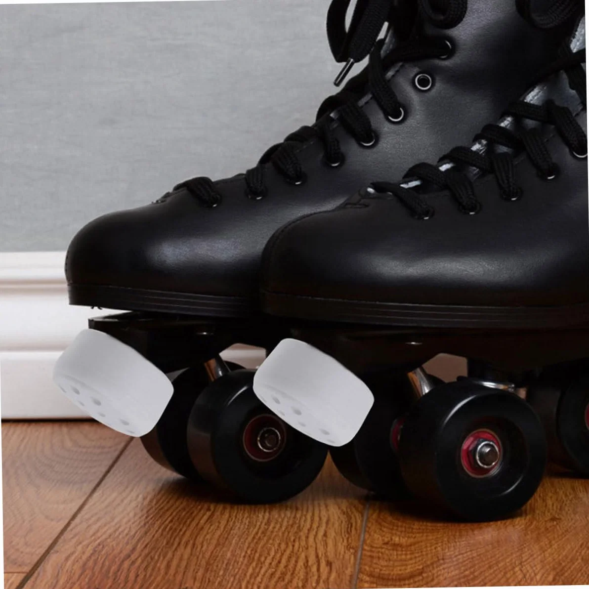 Topes Redondos Blancos 2 Piezas para Patines de Ruedas Goma Ajustable Suelo Madera Asfalto