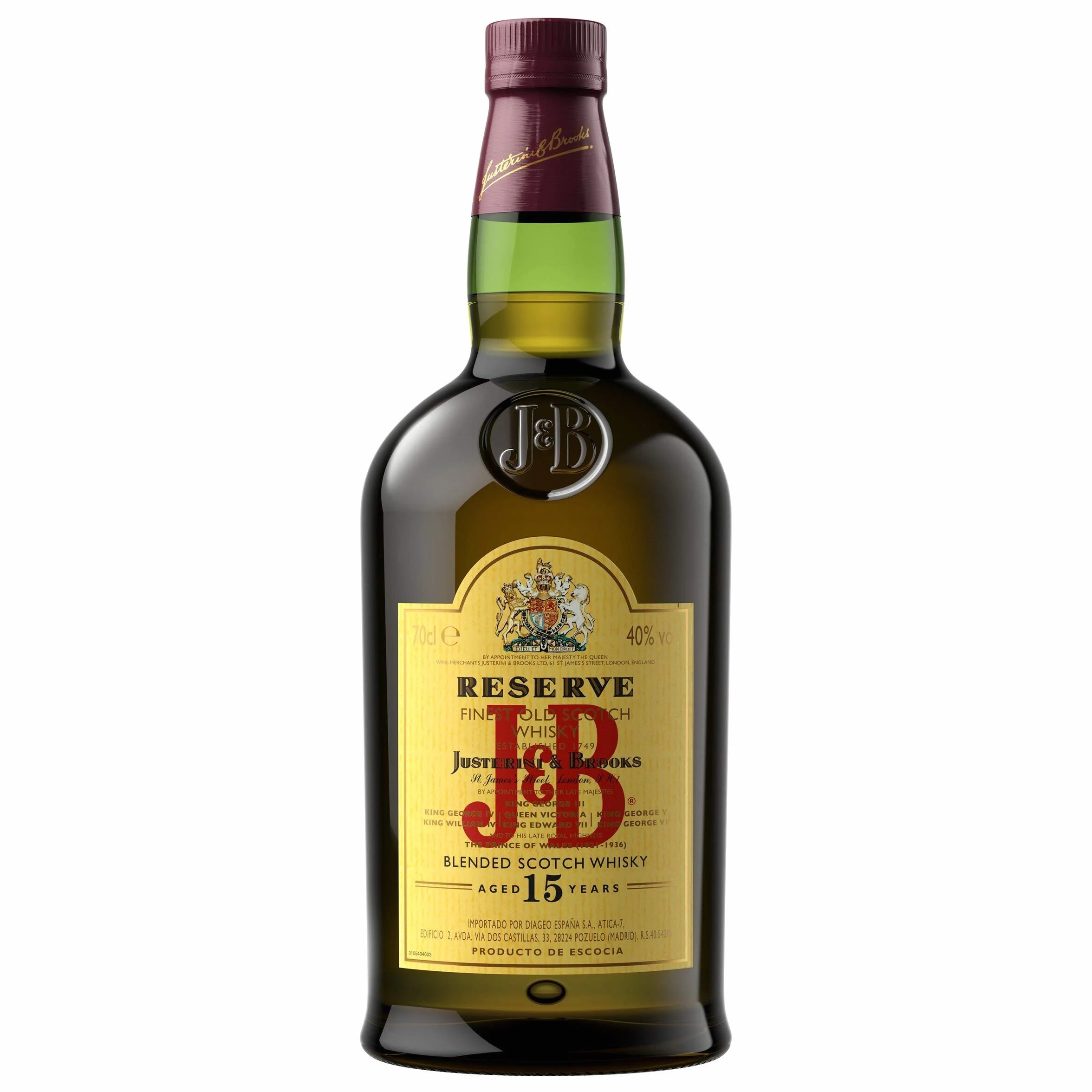J&B Reserve Aged 15 Years, whisky escocés blended, 700 ml