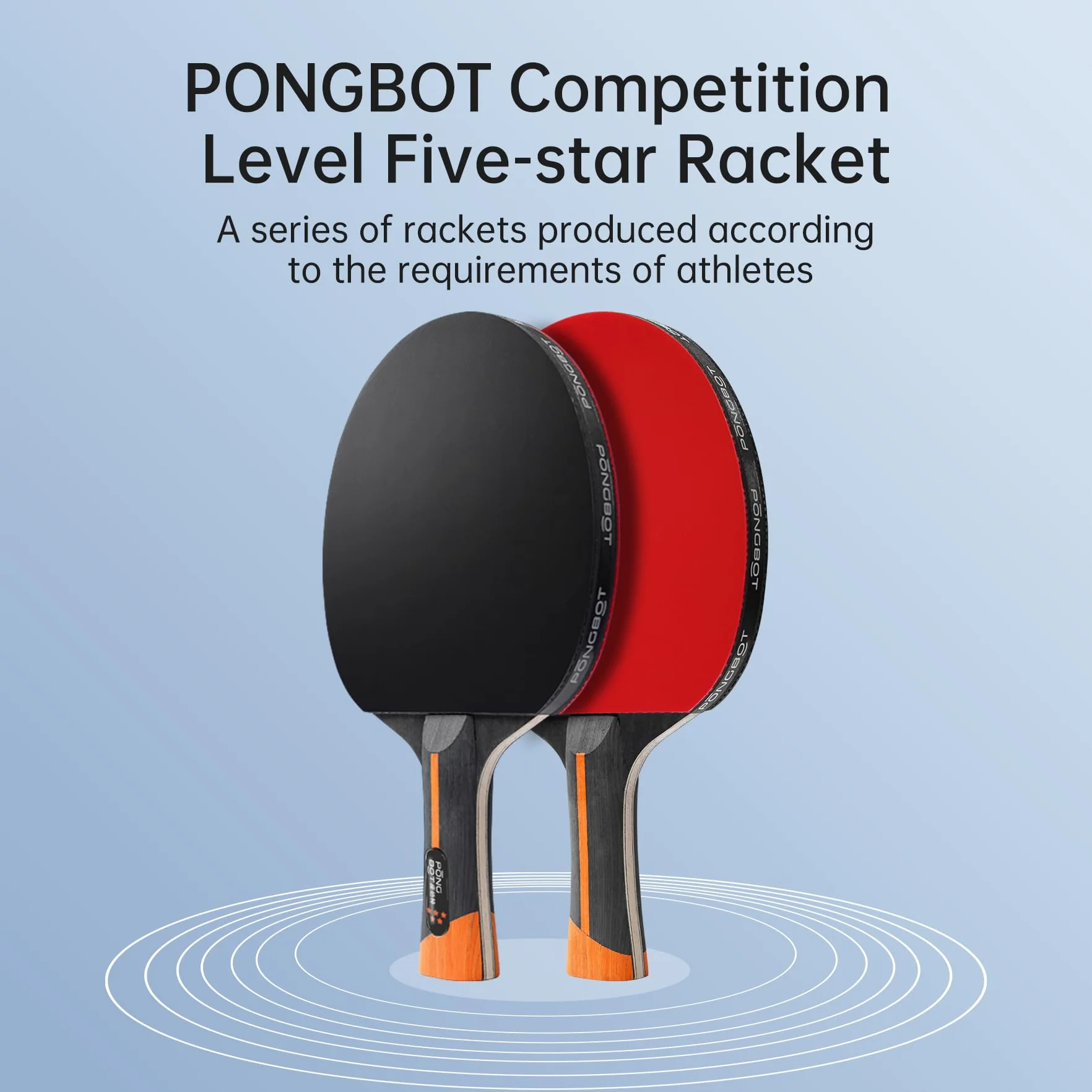 PONGBOT Five-Star Pala de ping pong profesional fibra de carbono 7 capas con funda rígida
