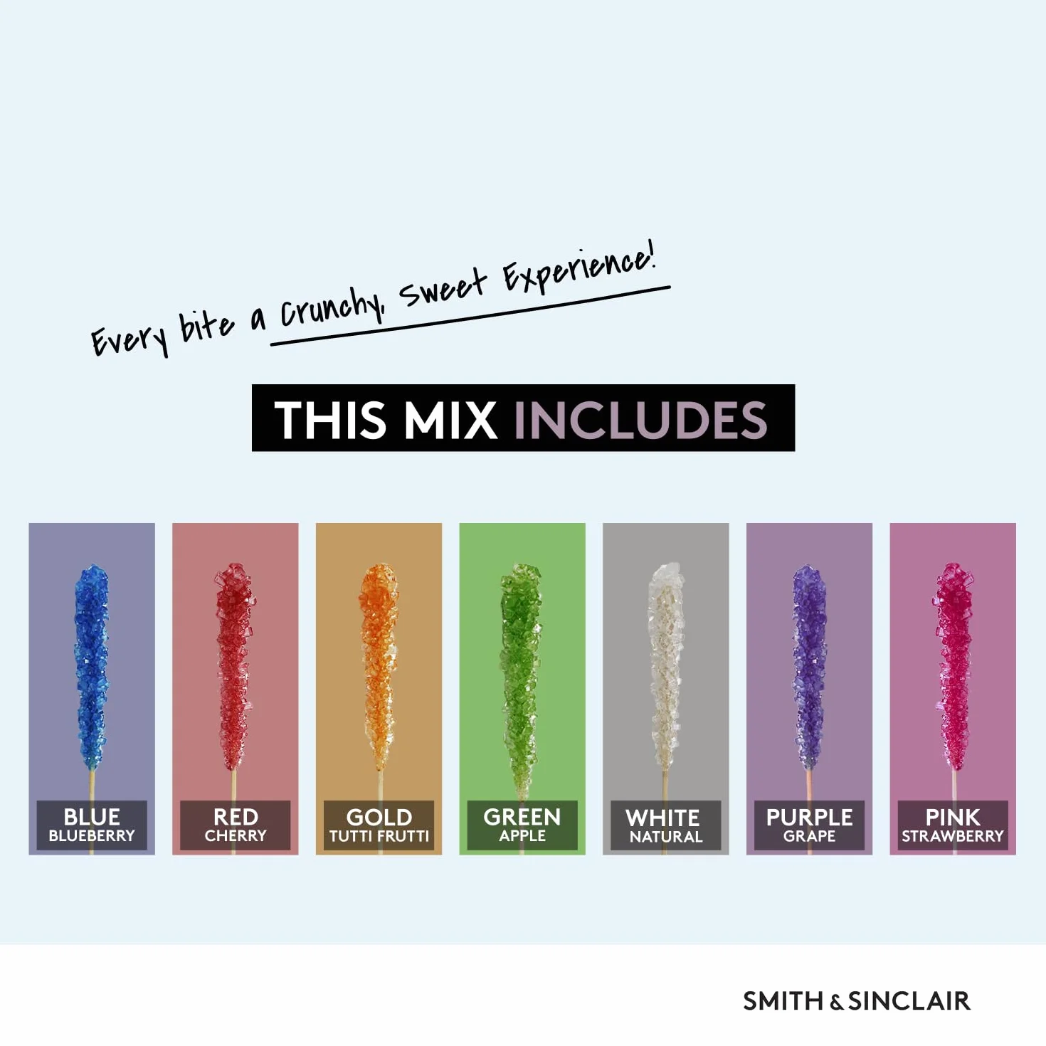 Rock Candy Sticks, Azúcar Cristal en Palillo, 8 Sabores 48x14 g