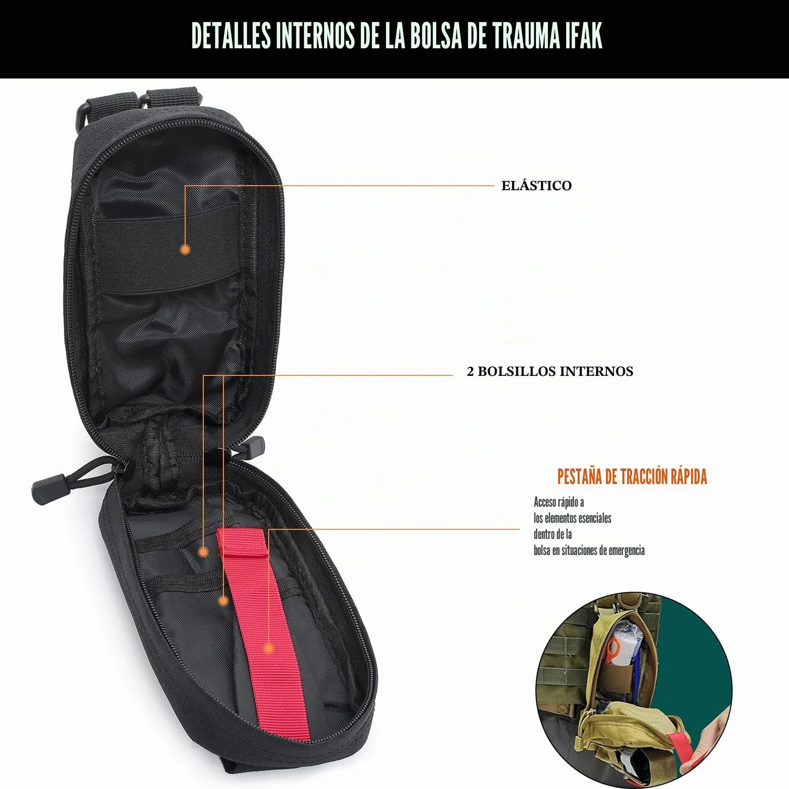 Botiquín Táctico de Primeros Auxilios Bolsa IFAK Pouch Viaje Camping Senderismo Supervivencia