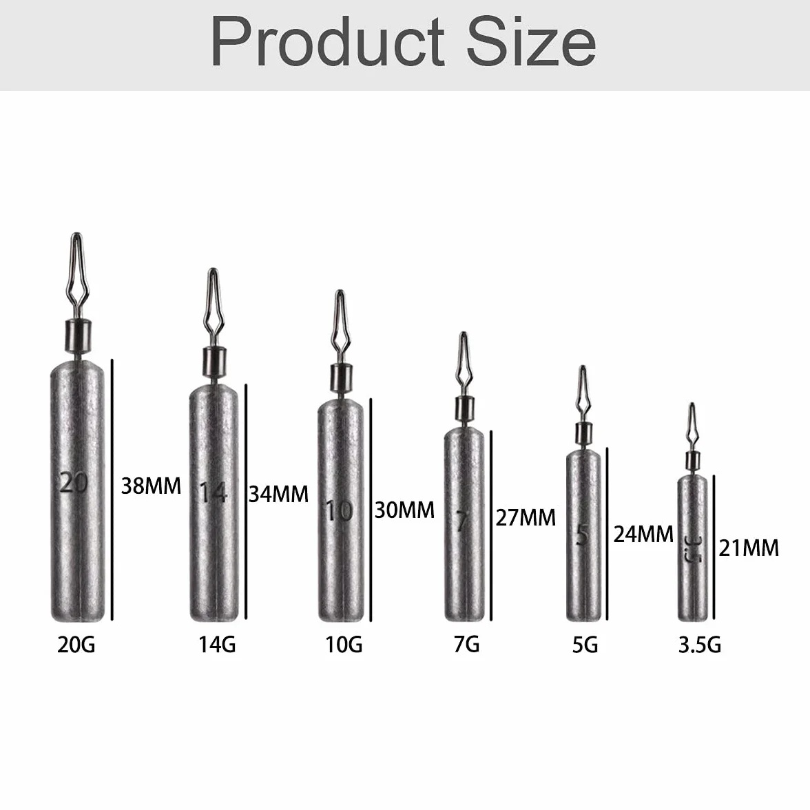 Pesos de Pesca Plomos Dropshot 35 Piezas Sinkers 3,5 g a 20 g Accesorios