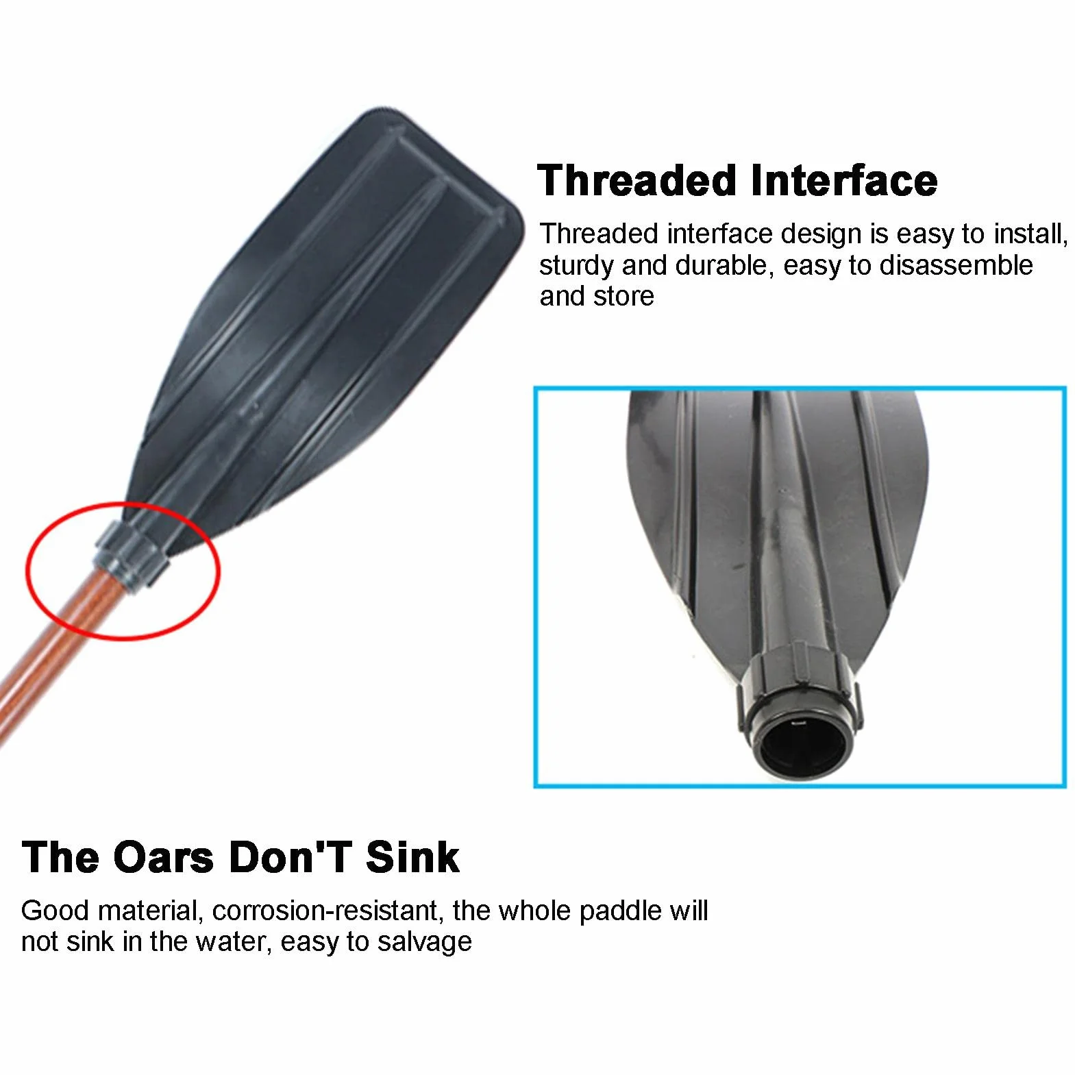 Yeeda Remo de kayak desmontable 100-160 cm para kayak canoa bote hinchable tabla de remo pesca