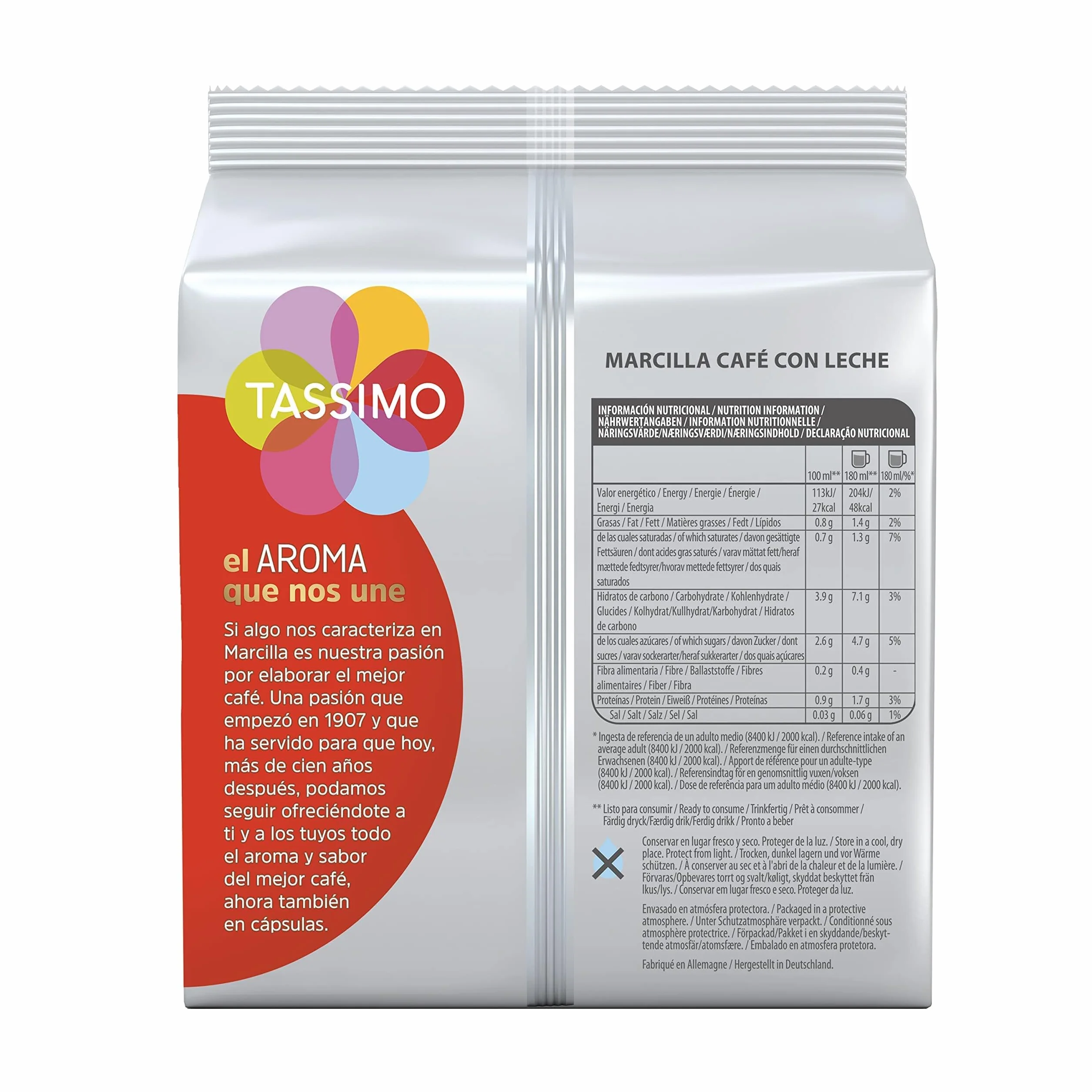 Marcilla Cápsulas de Café Con Leche 80 Cápsulas Compatibles Tassimo