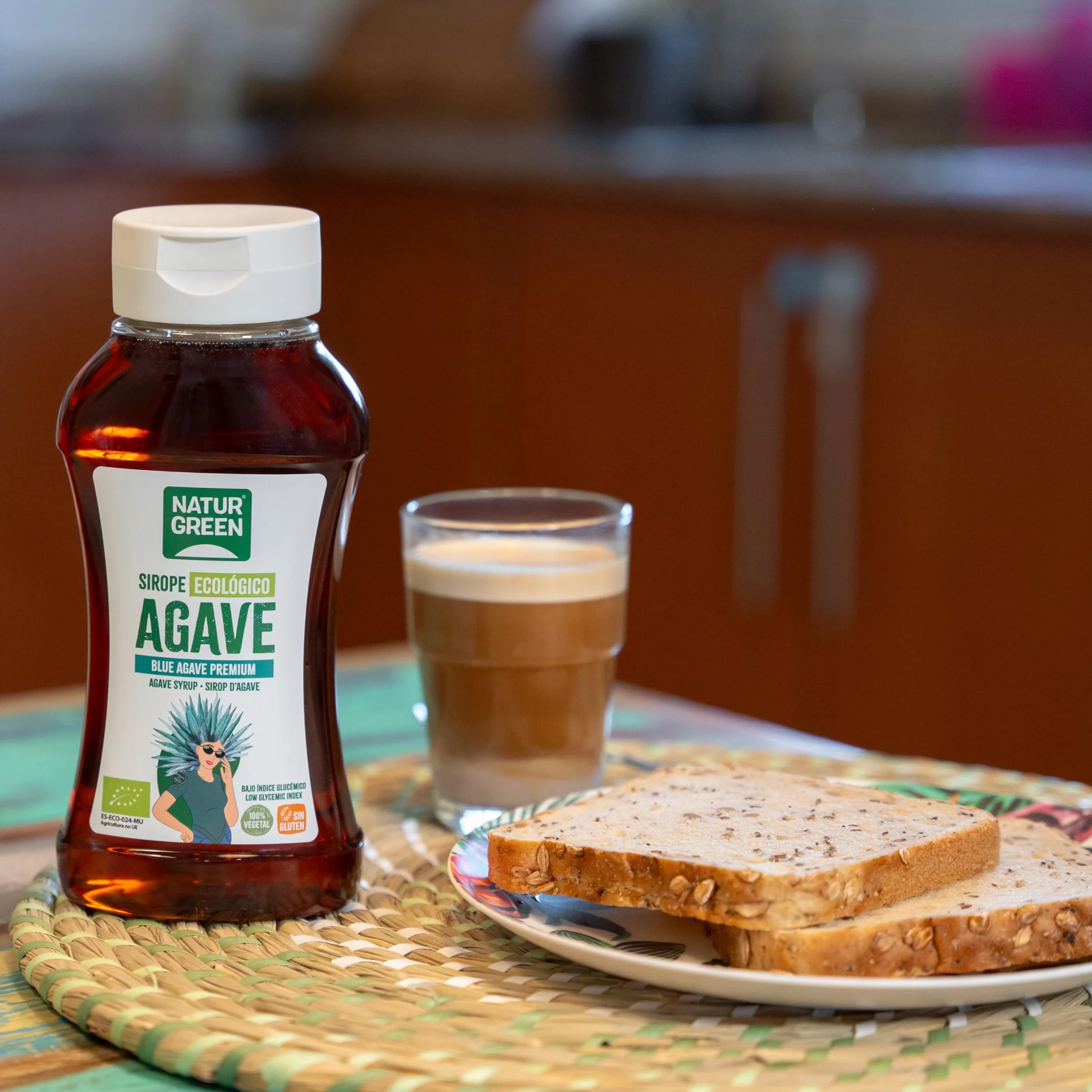 NaturGreen - Sirope Agave Bio, Endulzante Ecológico, Bajo Índice Glucémico, Apto para Ser Consumido Directamente - 500ml/690g